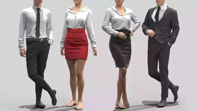 Male and Female Office Outfits  3D model