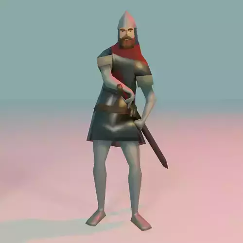 Lowpoly Warrior Knight El Cid 3D Model with Sword and Sheath