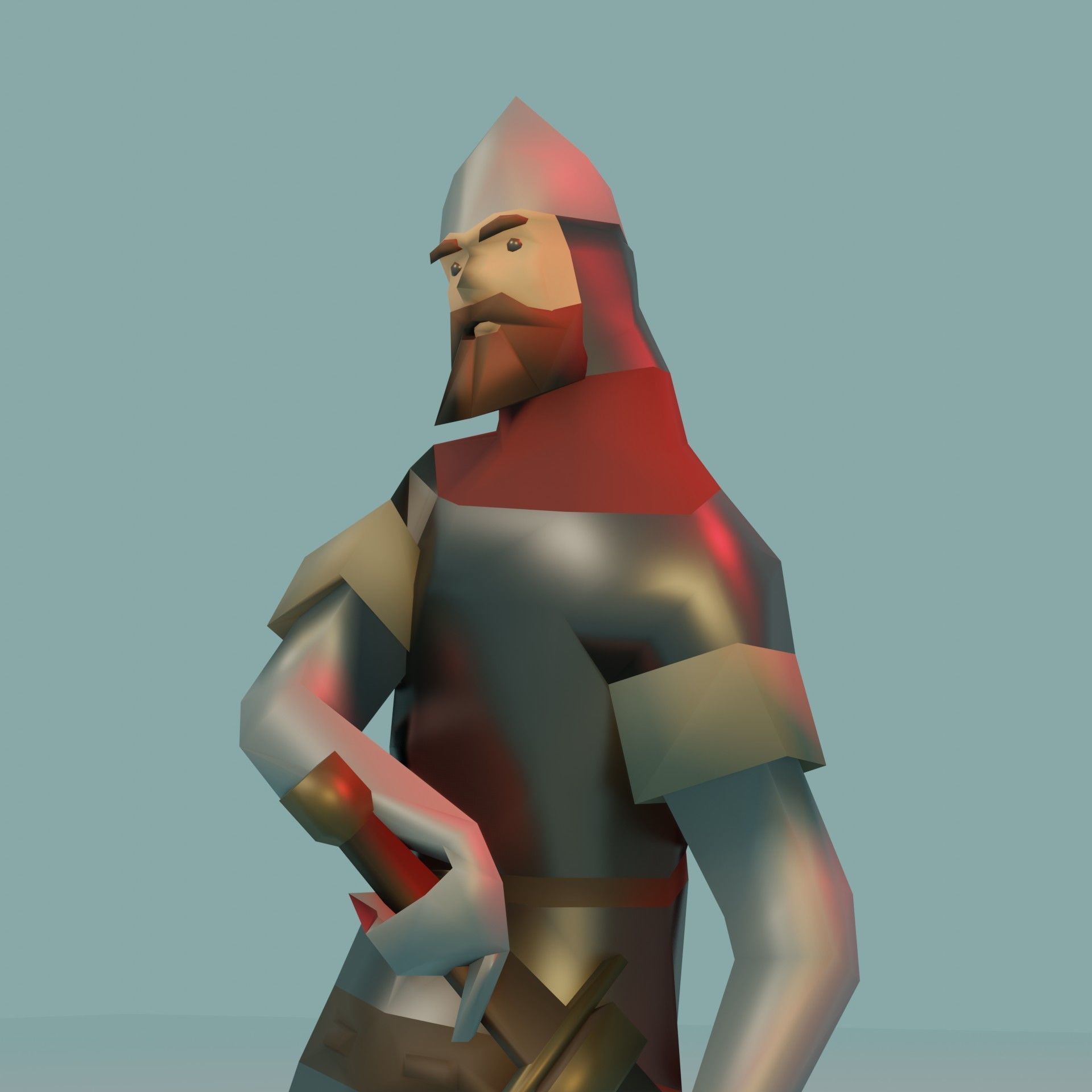 Lowpoly Warrior Knight El Cid 3D Model with Sword and Sheath Low-poly 3D model_2