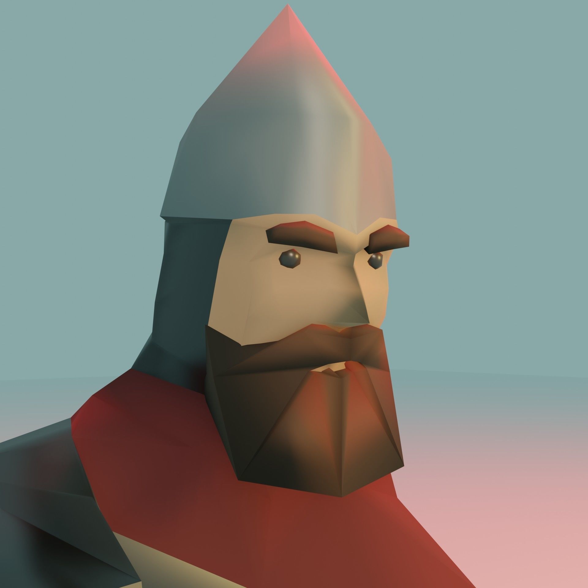 Lowpoly Warrior Knight El Cid 3D Model with Sword and Sheath Low-poly 3D model_1