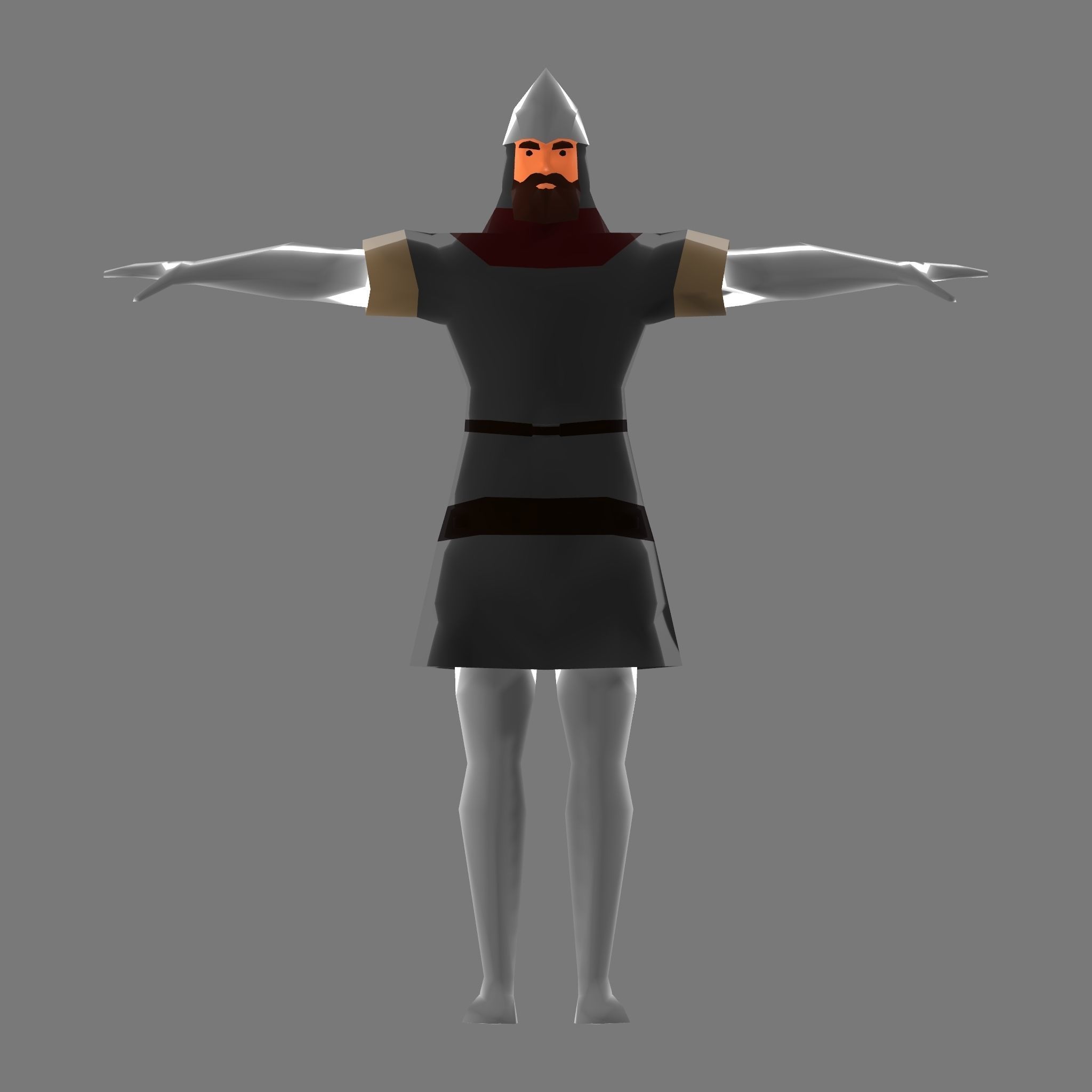 Lowpoly Warrior Knight El Cid 3D Model with Sword and Sheath Low-poly 3D model_3
