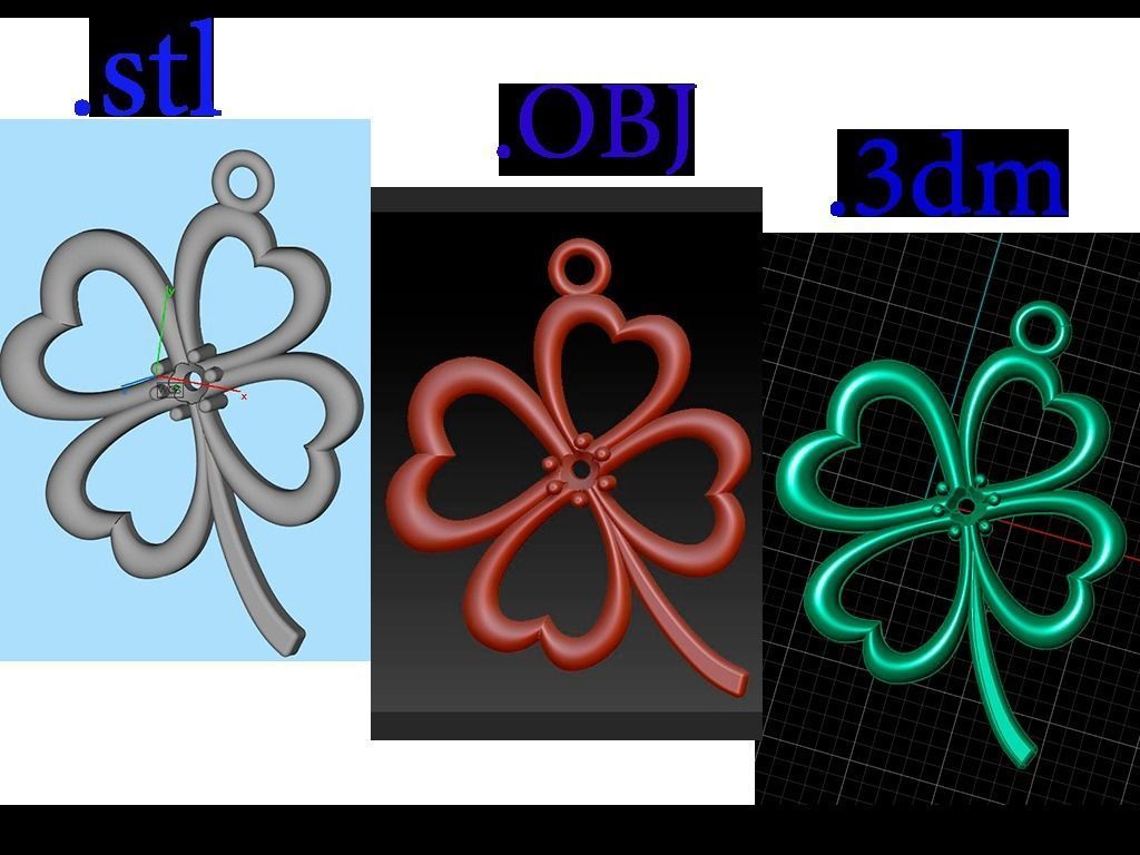 Pendant Clover 006ct 3D print model_1