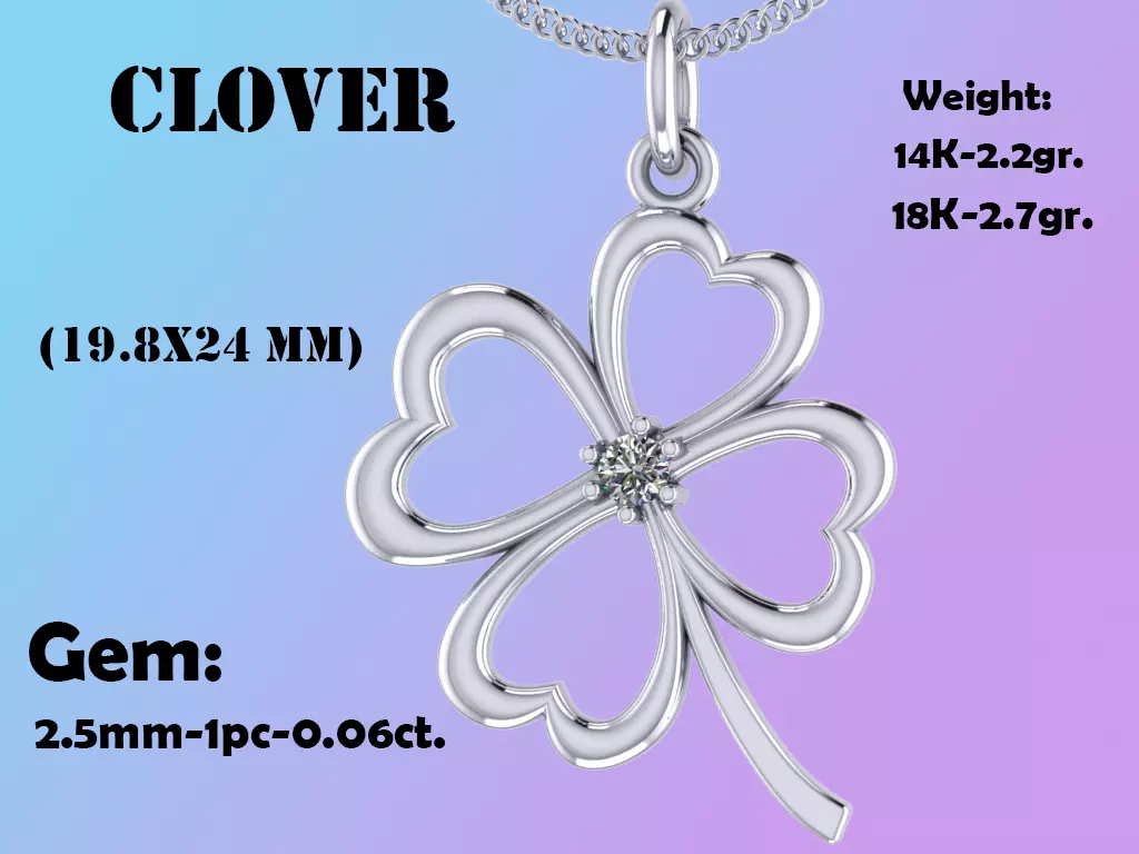 Pendant Clover 006ct 3D print model_0