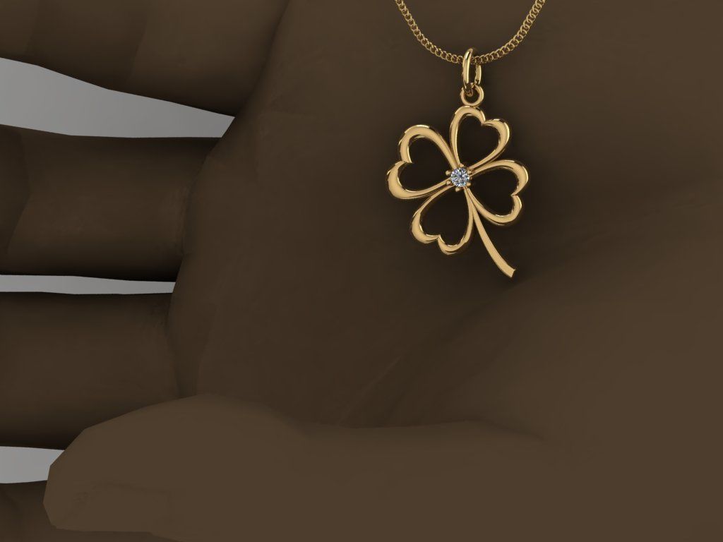 Pendant Clover 006ct 3D print model_2