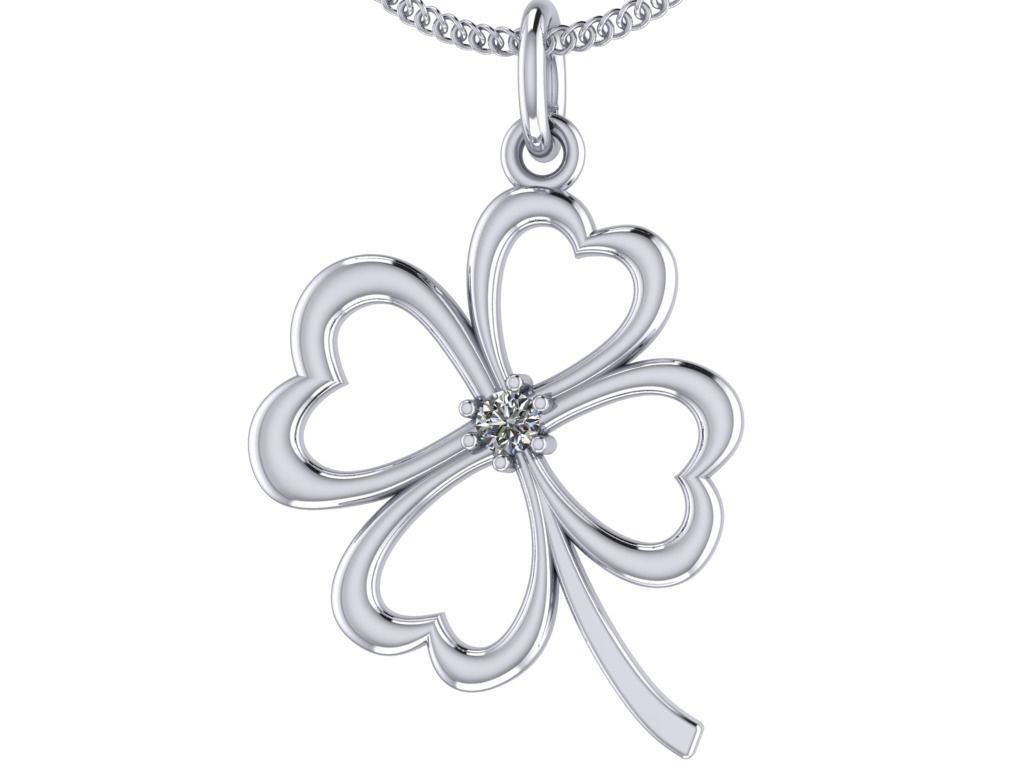 Pendant Clover 006ct 3D print model_7