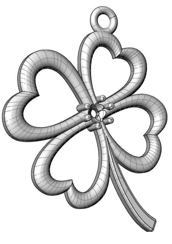 Pendant Clover 006ct 3D print model_12