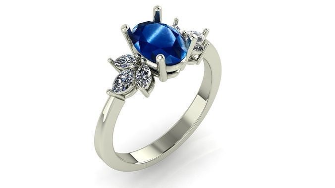 Oval and  Marquise Cut Diamond Wedding Ring  3d file 3D print model