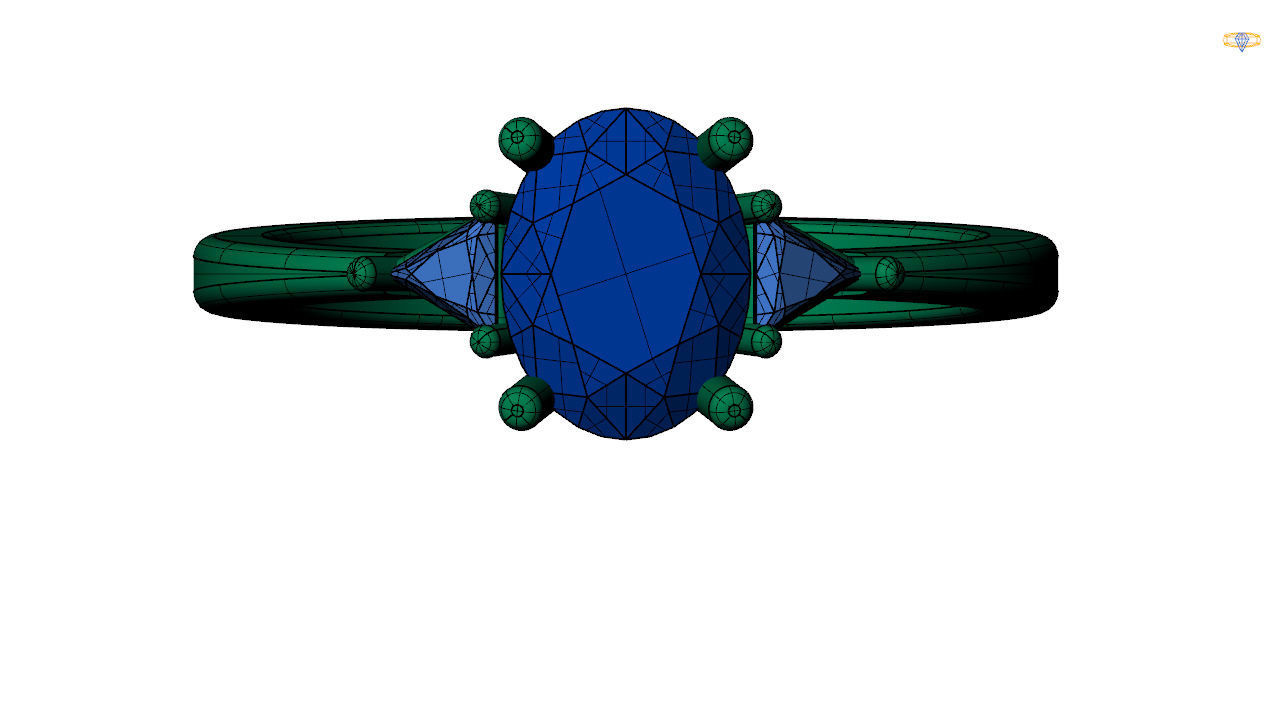 Oval Engagement Ring Triangle Side Stones 3d file 3D print model_8