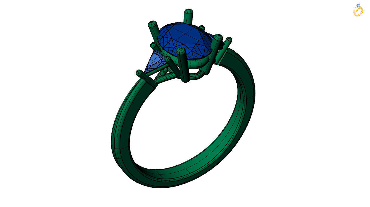 Oval Engagement Ring Triangle Side Stones 3d file 3D print model_9