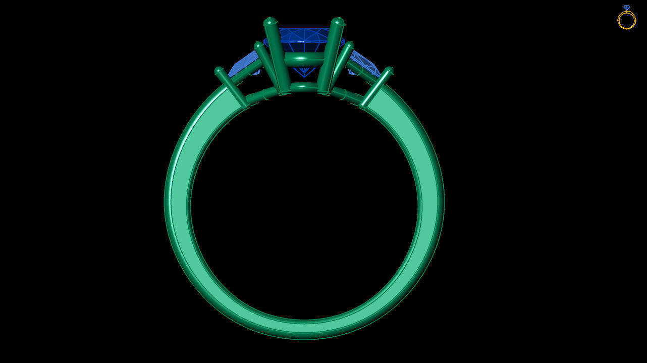 Oval Engagement Ring Triangle Side Stones 3d file 3D print model_3