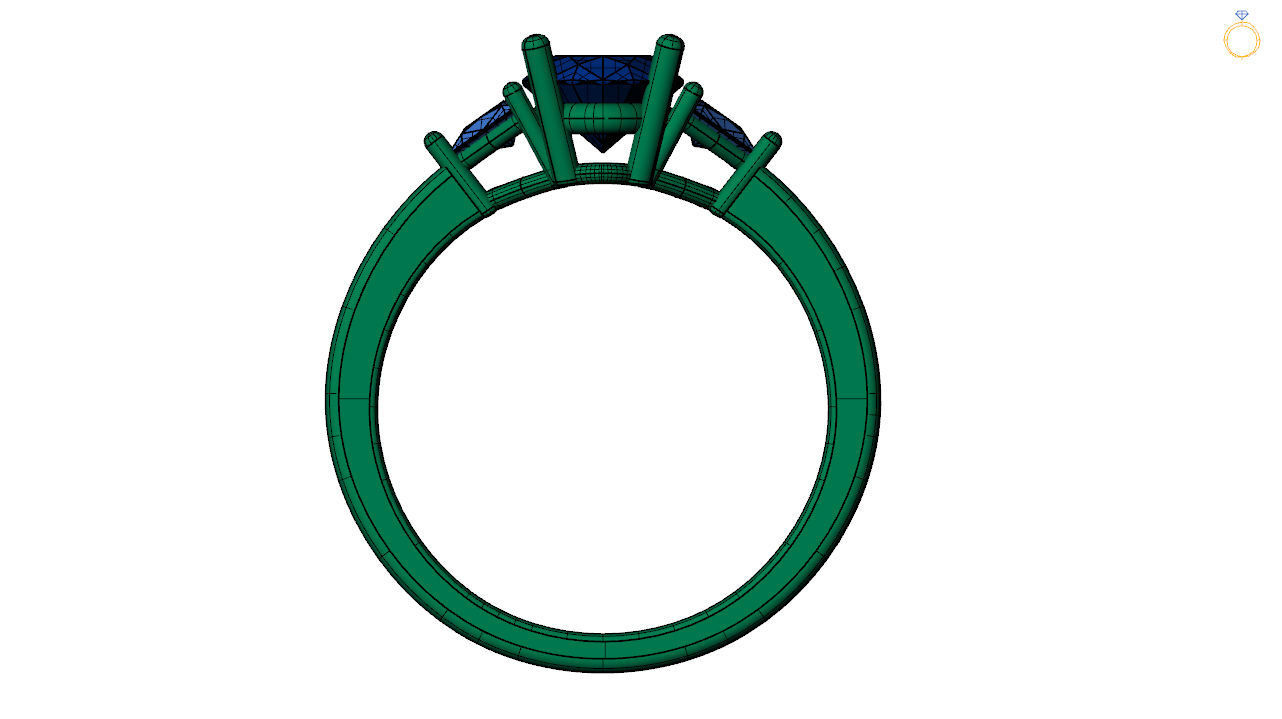 Oval Engagement Ring Triangle Side Stones 3d file 3D print model_10