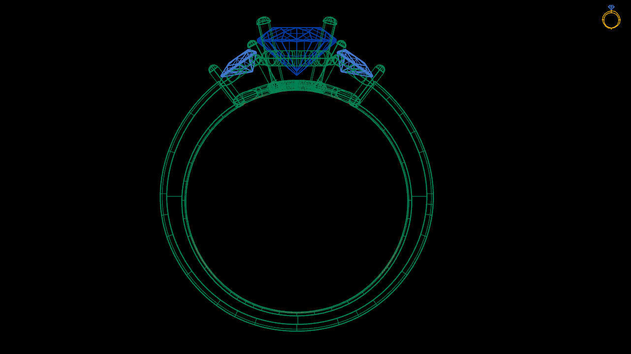 Oval Engagement Ring Triangle Side Stones 3d file 3D print model_6