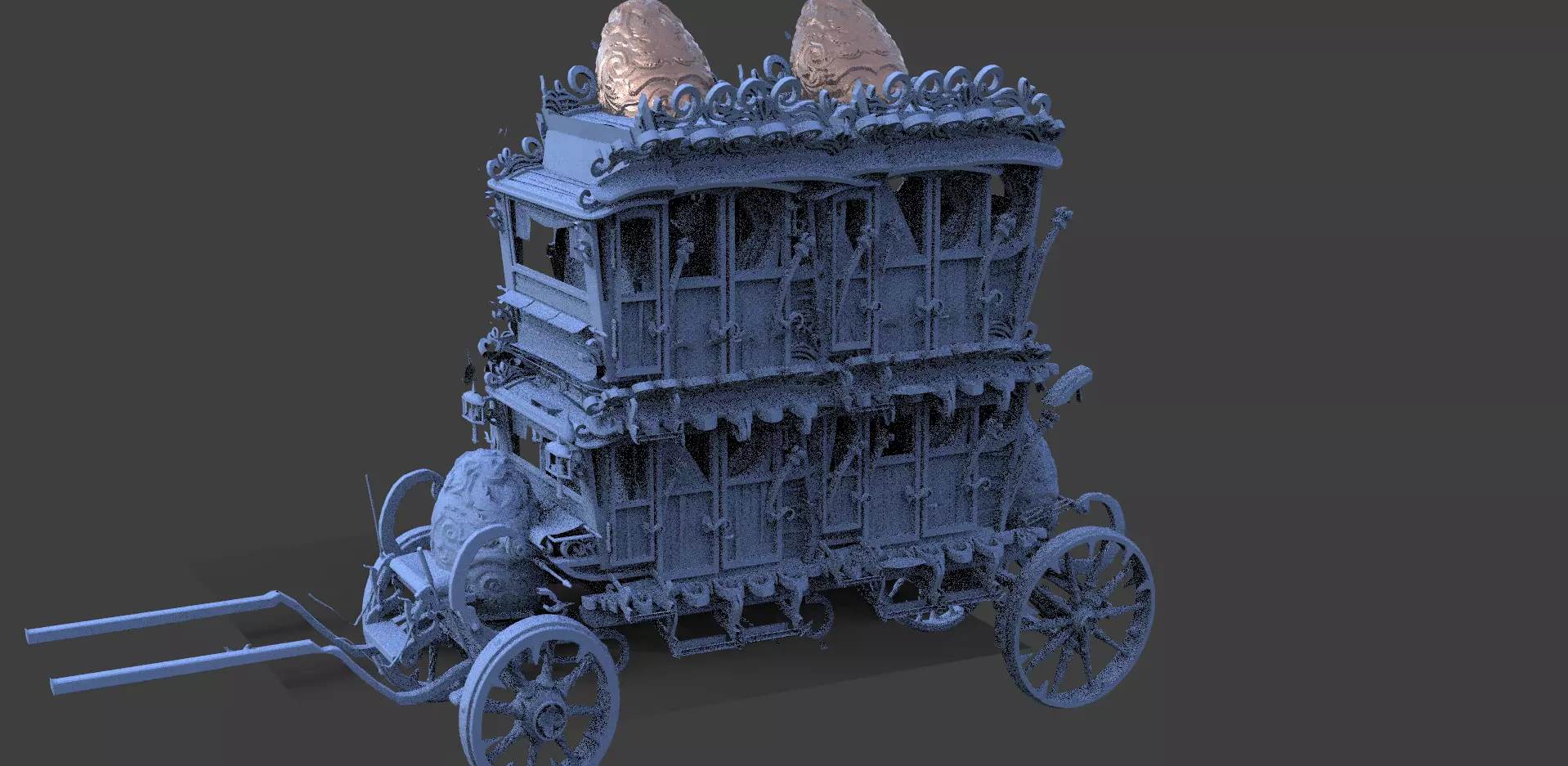 High polygon Stage Coach Horse Carriage 3D With Easter EGG Tall 3D model