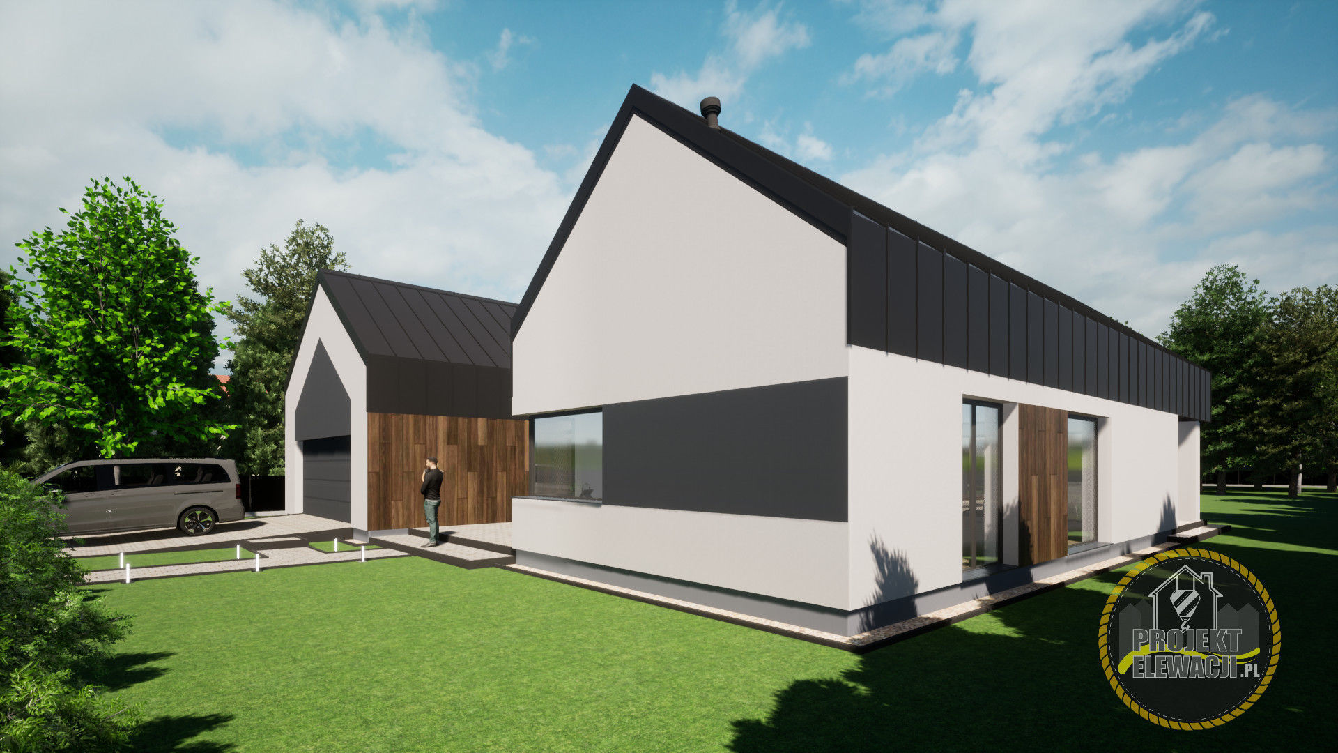 double barn house model 3D model_2