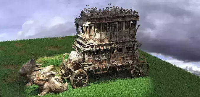 Easter Stage Coach 3 with Bunny 3D model