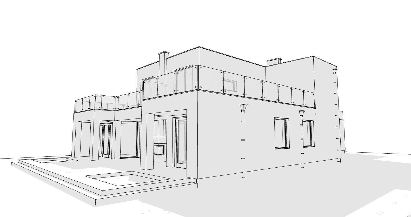 Modern flat house 3D model_5