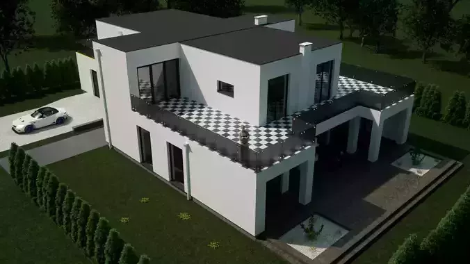Modern flat house 3D model
