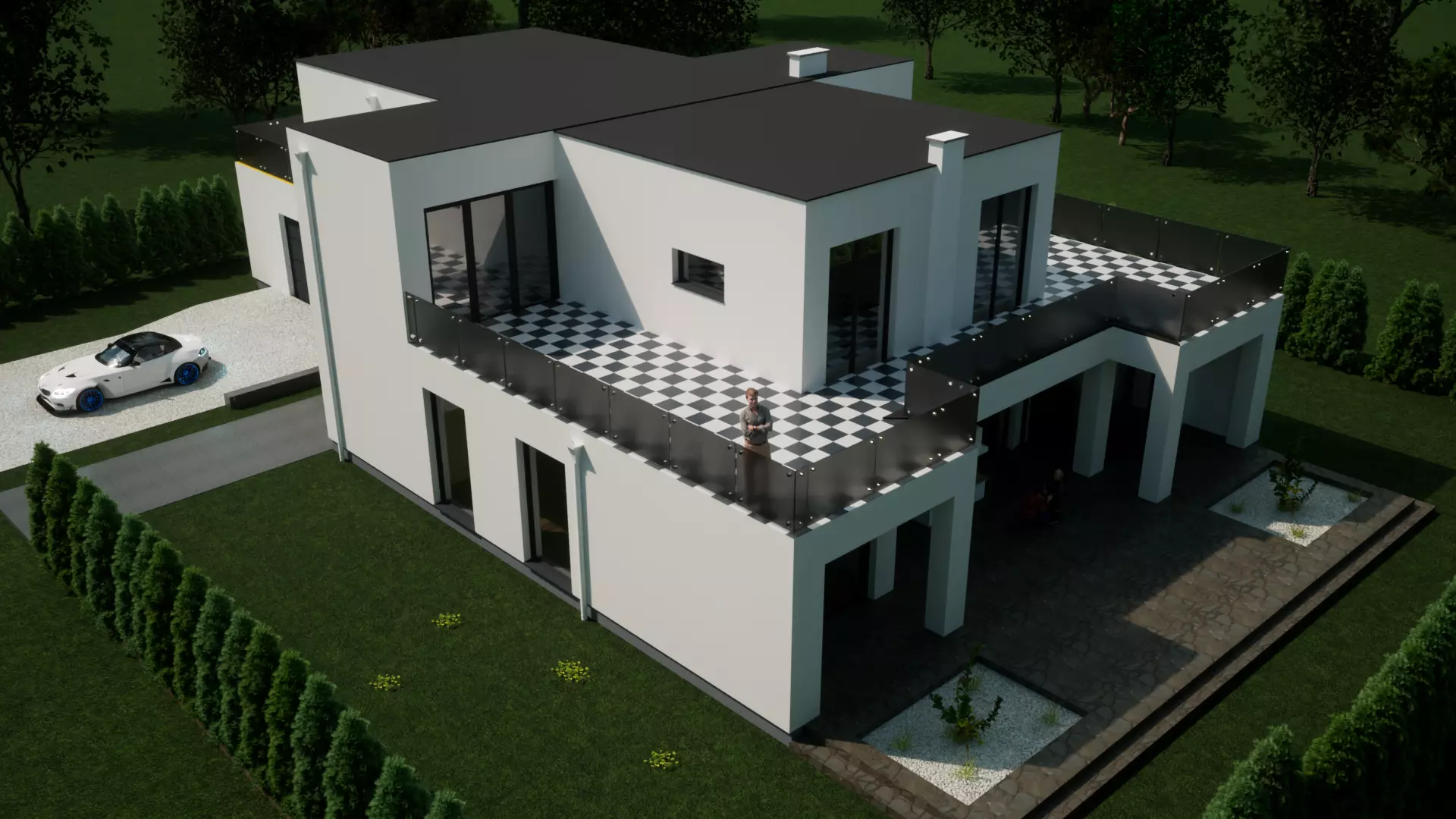 Modern flat house 3D model_0