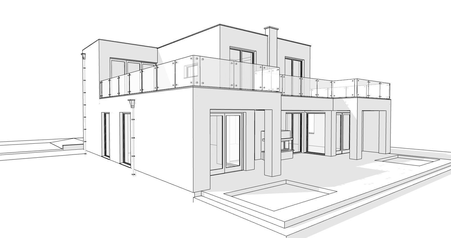 Modern flat house 3D model_1