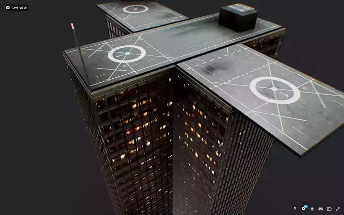 Low Poly - Futuristic Sci-fi Skyscraper Building