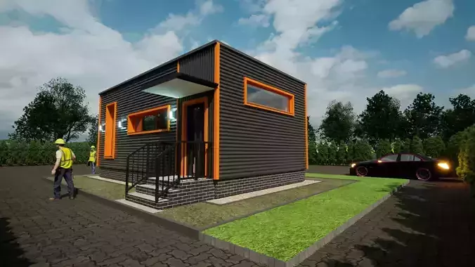 a container style building 3D model