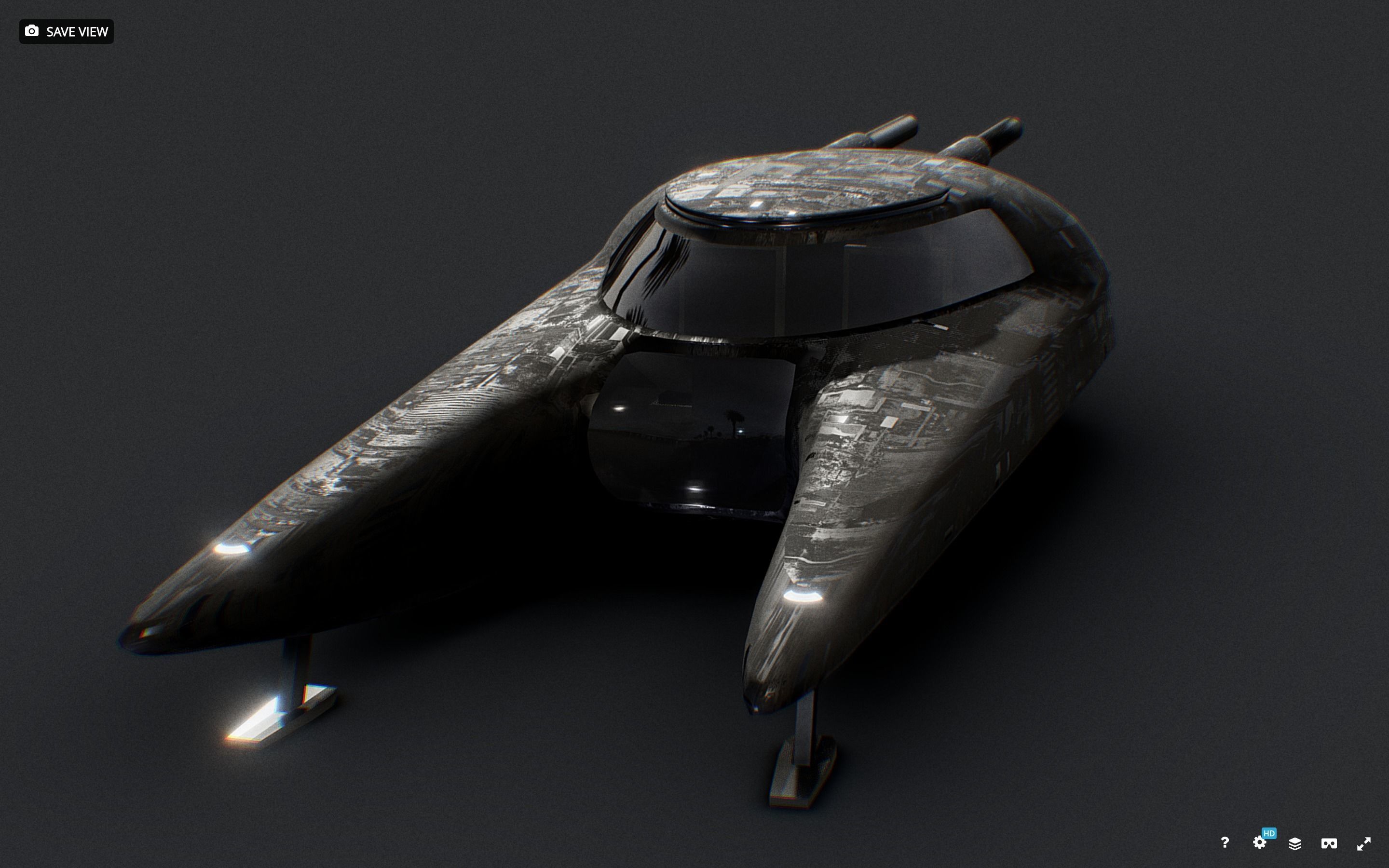 Sci-Fi Flying Vehicle Low-poly 3D model_1