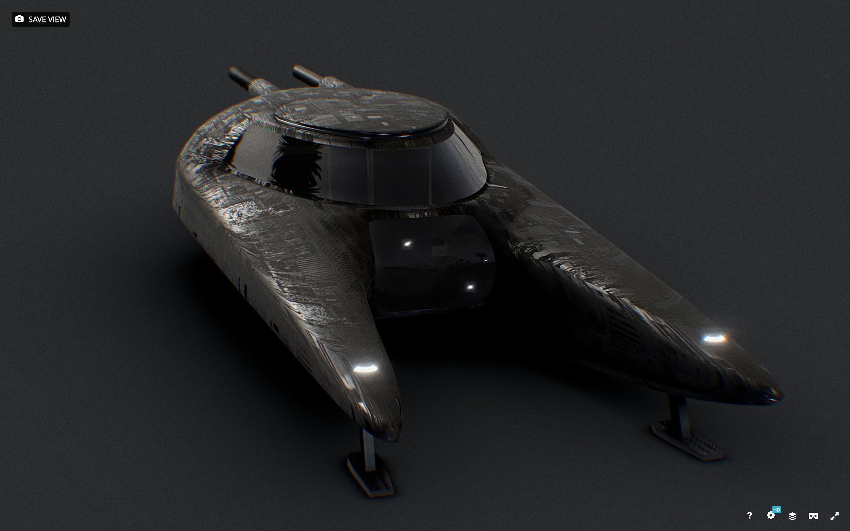 Sci-Fi Flying Vehicle Low-poly 3D model_2