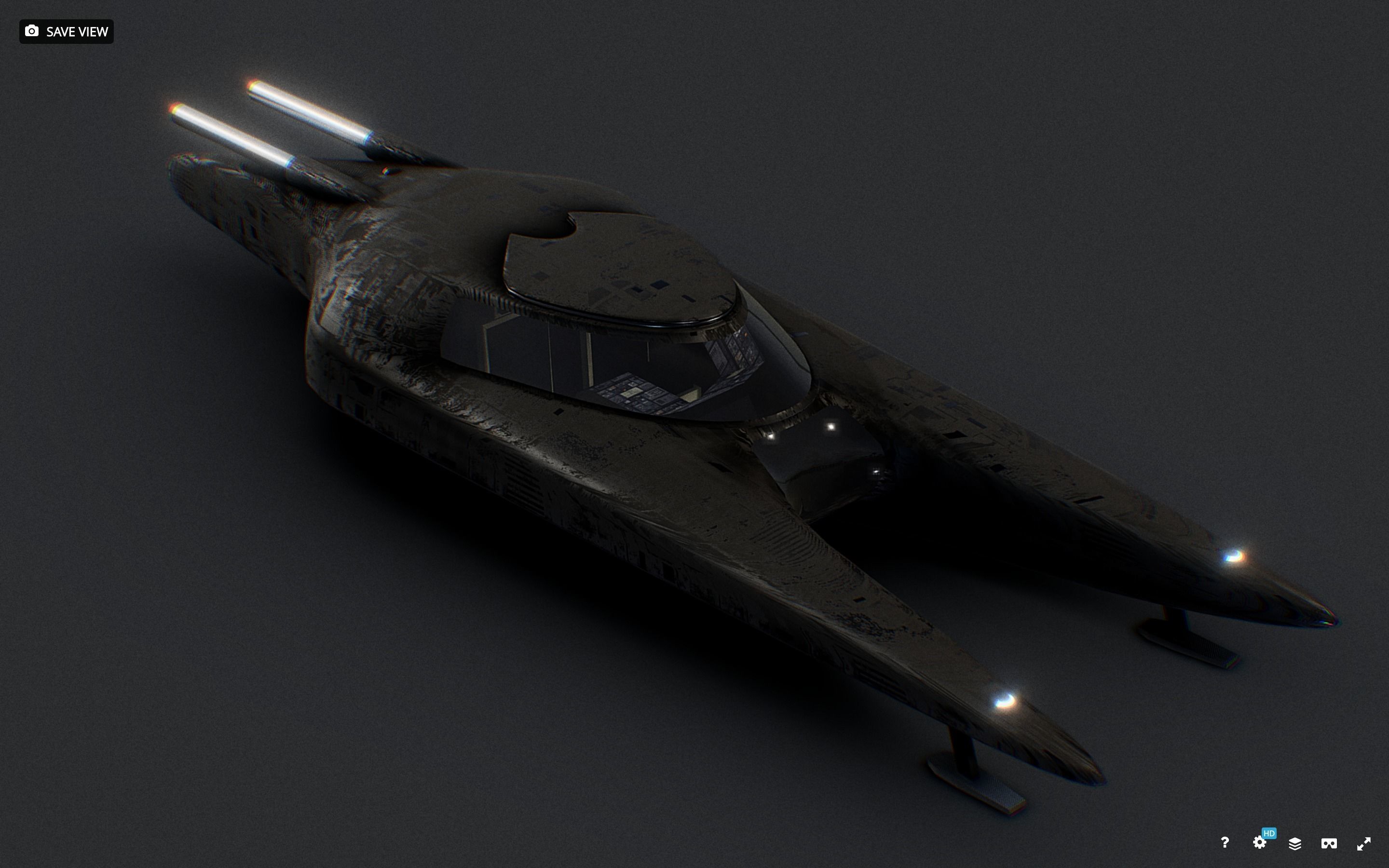 Sci-Fi Flying Vehicle Low-poly 3D model_3