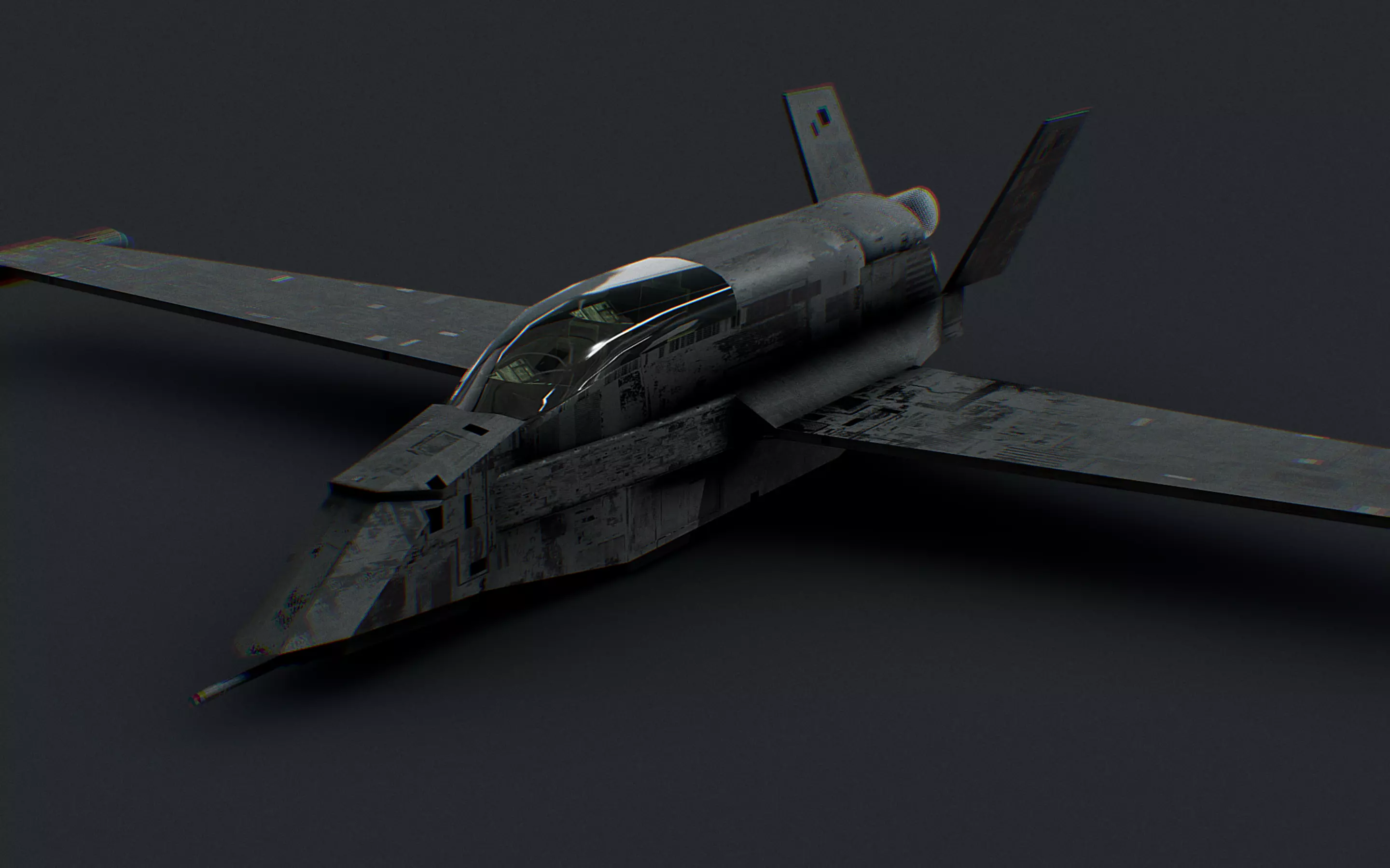 Futuristic Sci-Fi Air Force Airplane Space Ship Low-poly 3D model_0