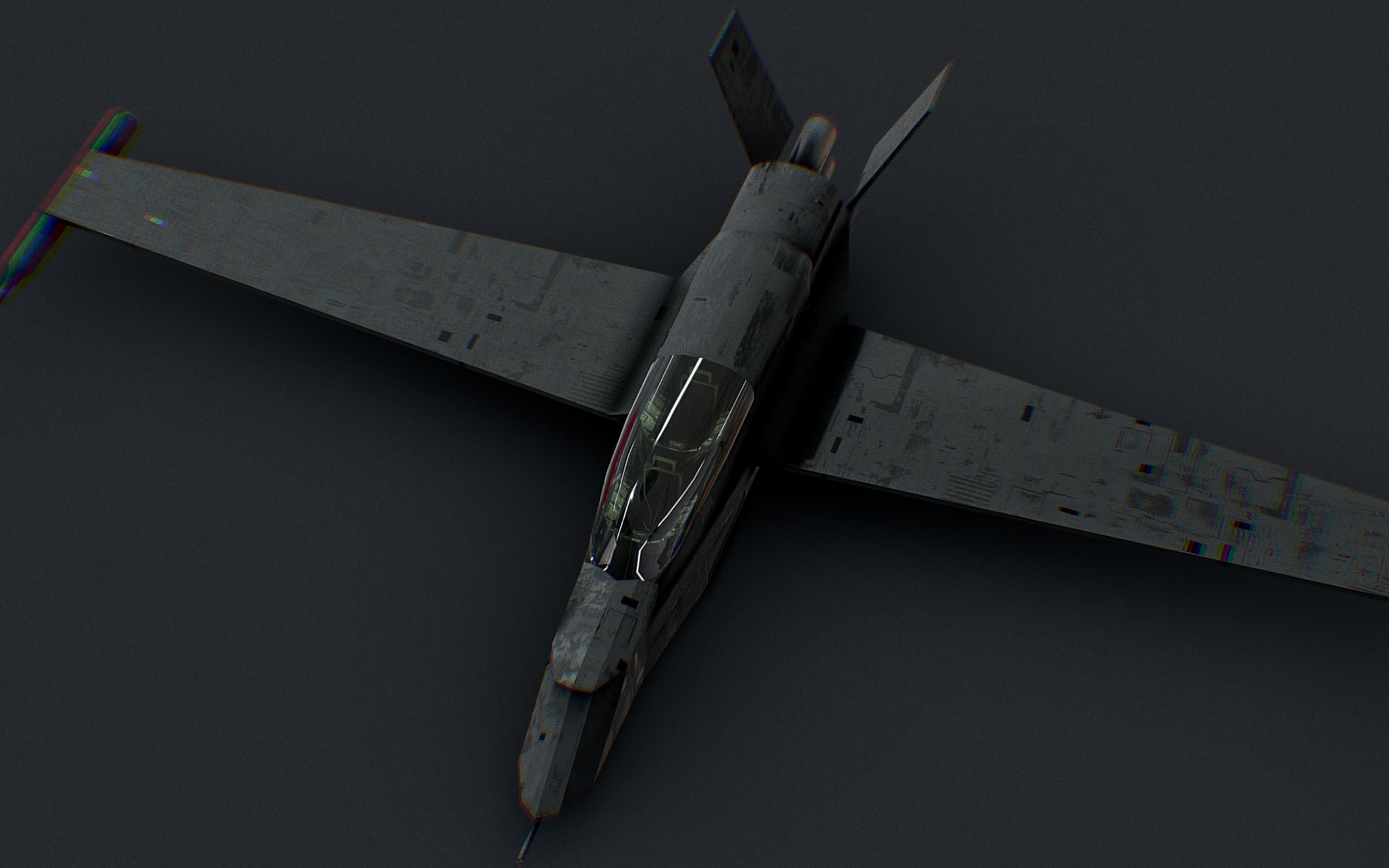 Futuristic Sci-Fi Air Force Airplane Space Ship Low-poly 3D model_10