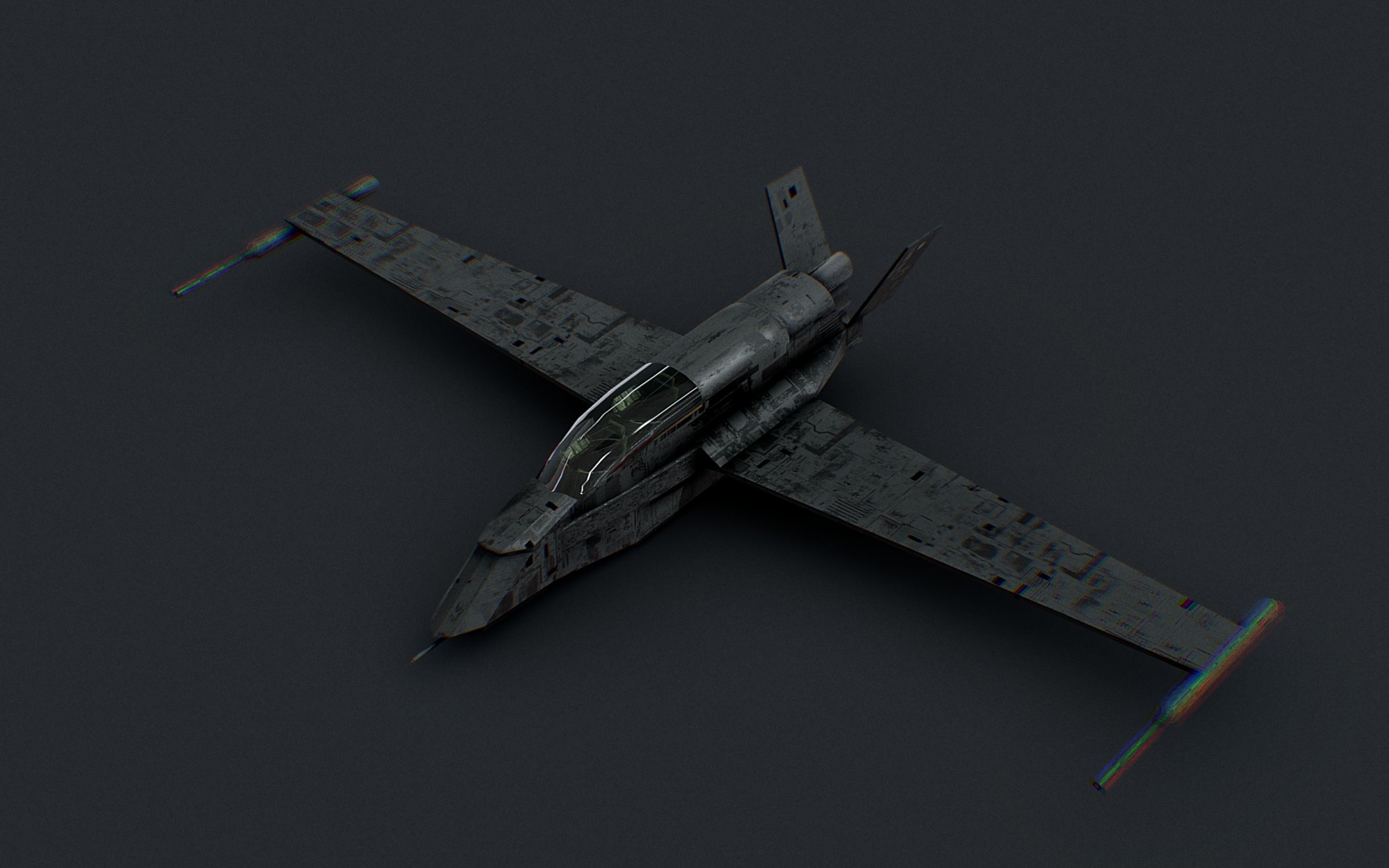 Futuristic Sci-Fi Air Force Airplane Space Ship Low-poly 3D model_3