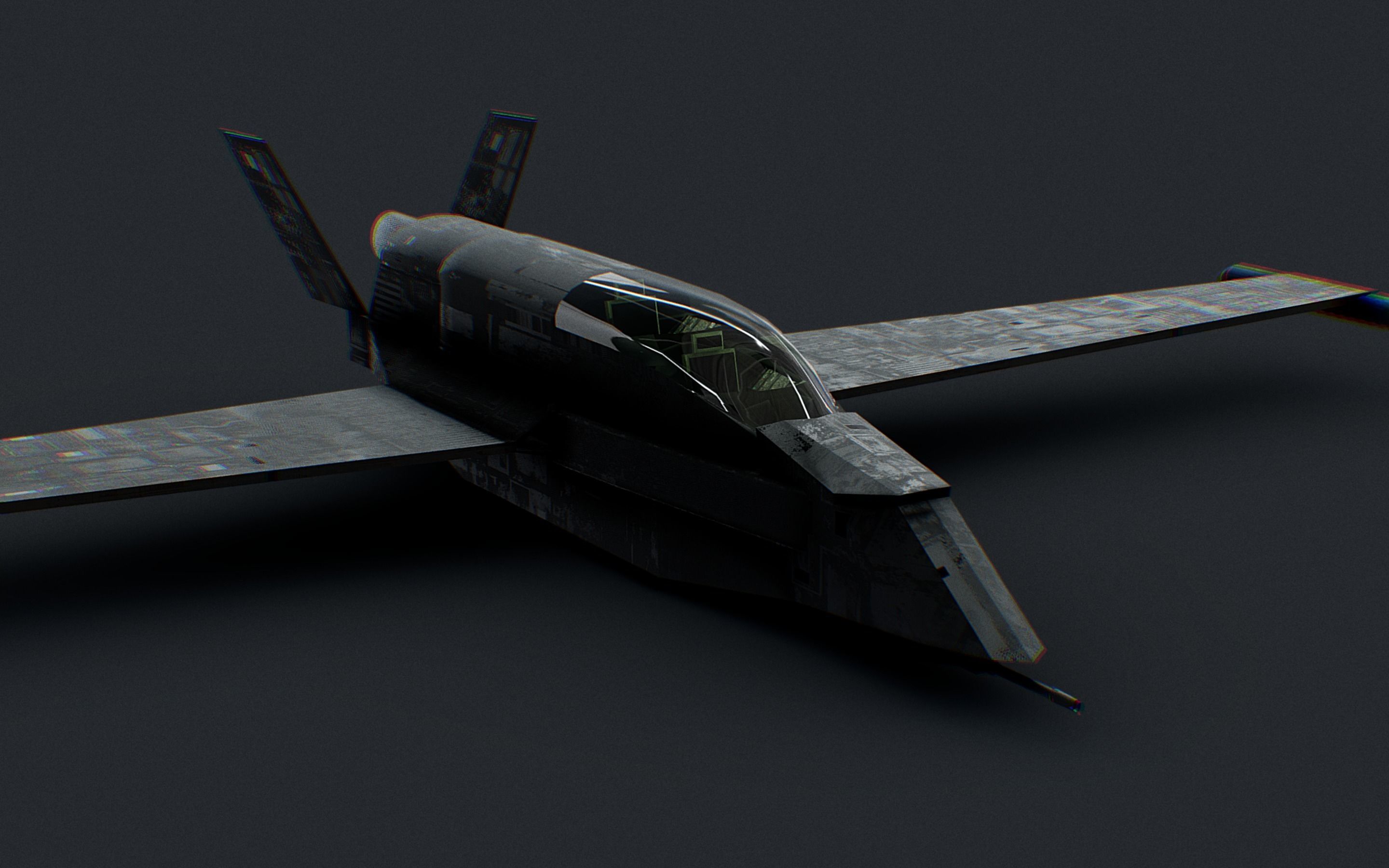 Futuristic Sci-Fi Air Force Airplane Space Ship Low-poly 3D model_1