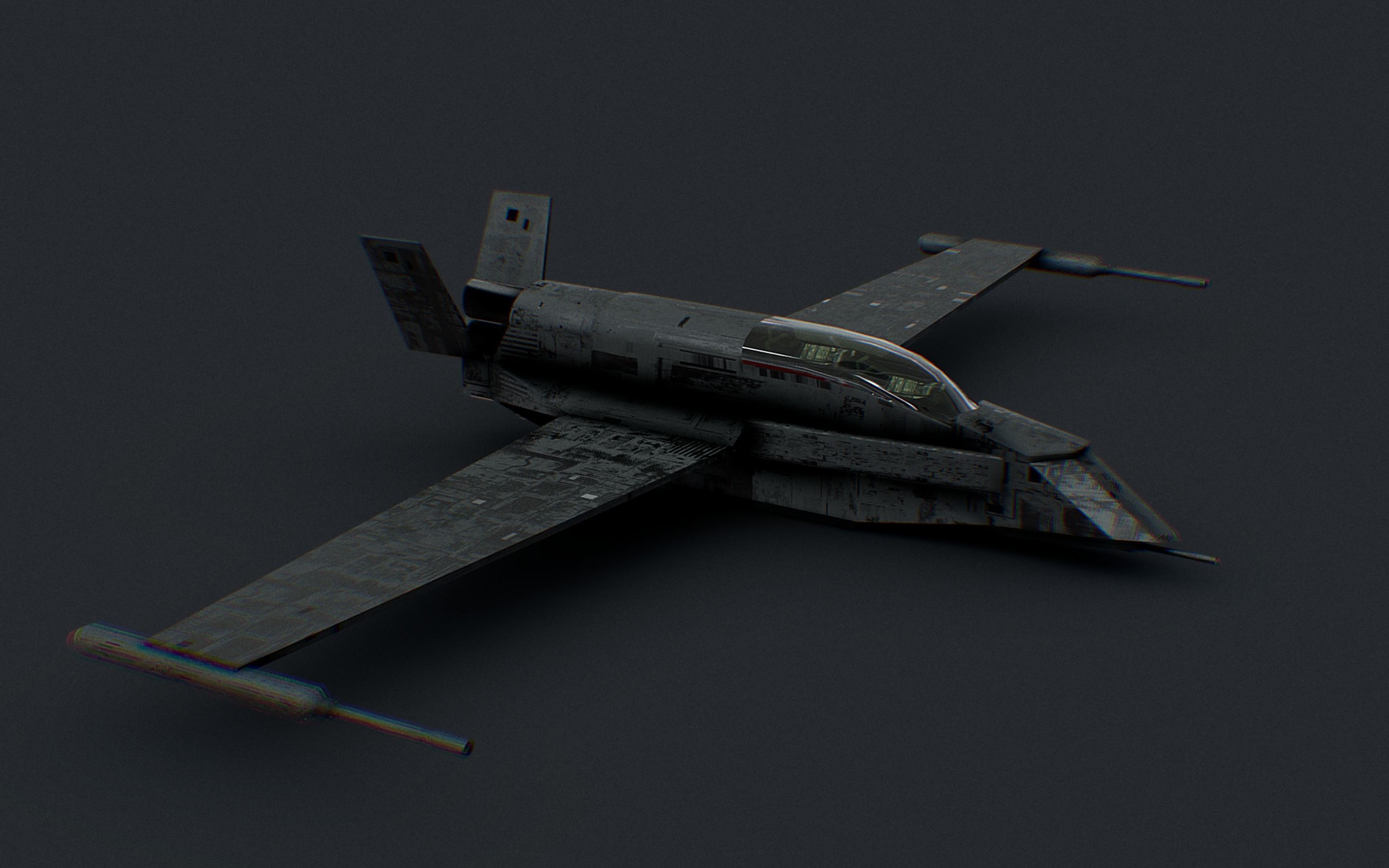 Futuristic Sci-Fi Air Force Airplane Space Ship Low-poly 3D model_9