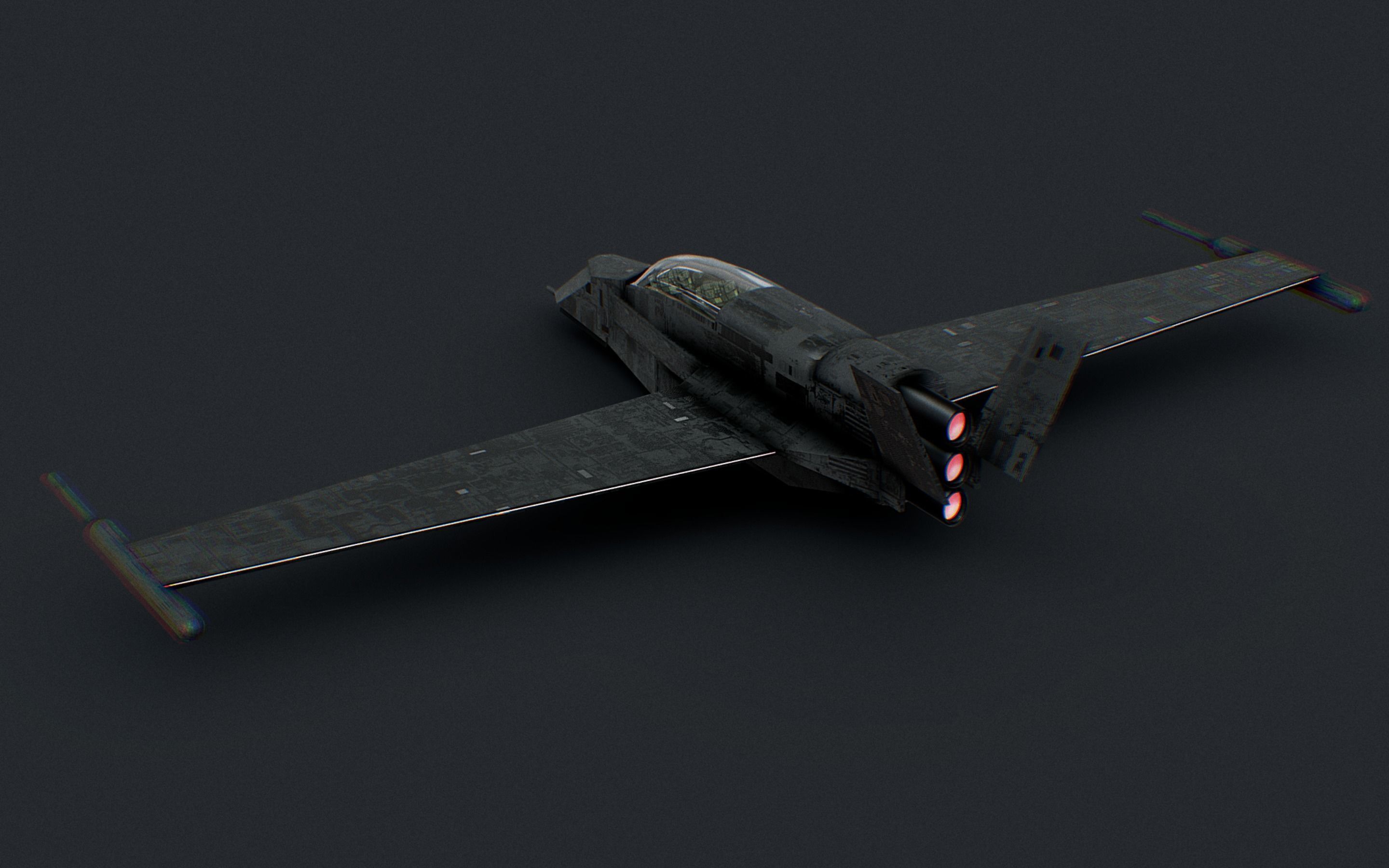 Futuristic Sci-Fi Air Force Airplane Space Ship Low-poly 3D model_5