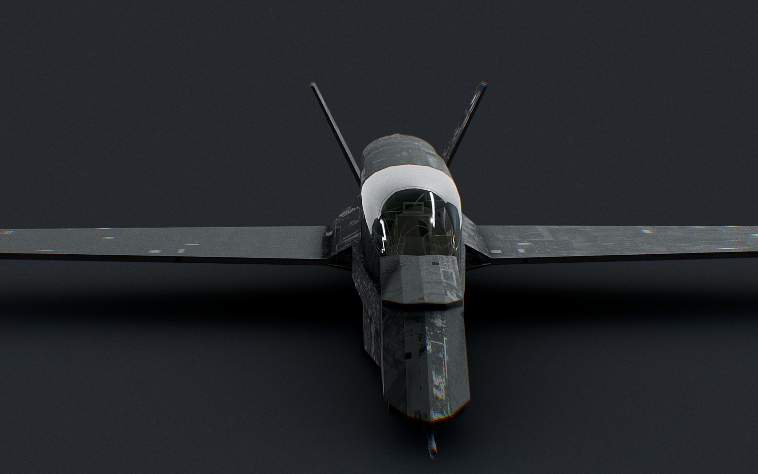 Futuristic Sci-Fi Air Force Airplane Space Ship Low-poly 3D model_8