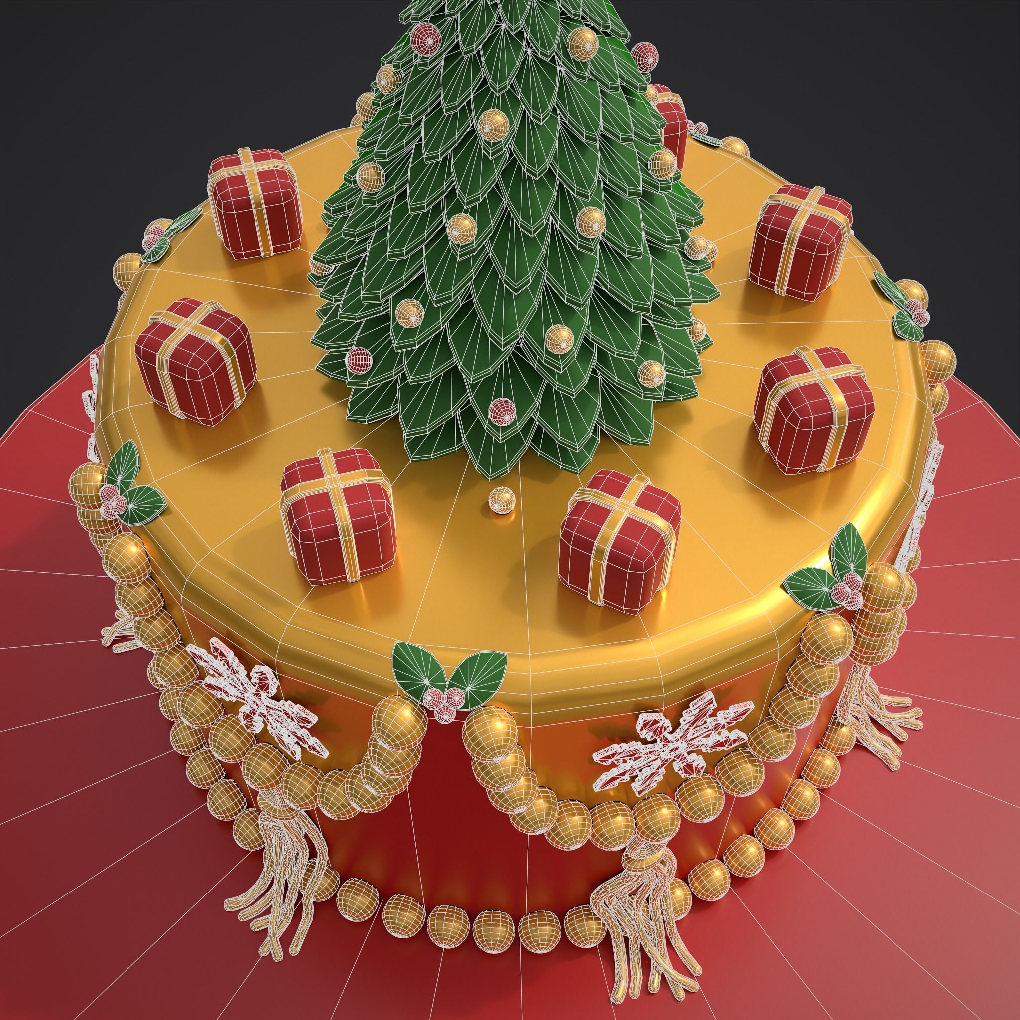 Christmas Tree Cake 3D model_6
