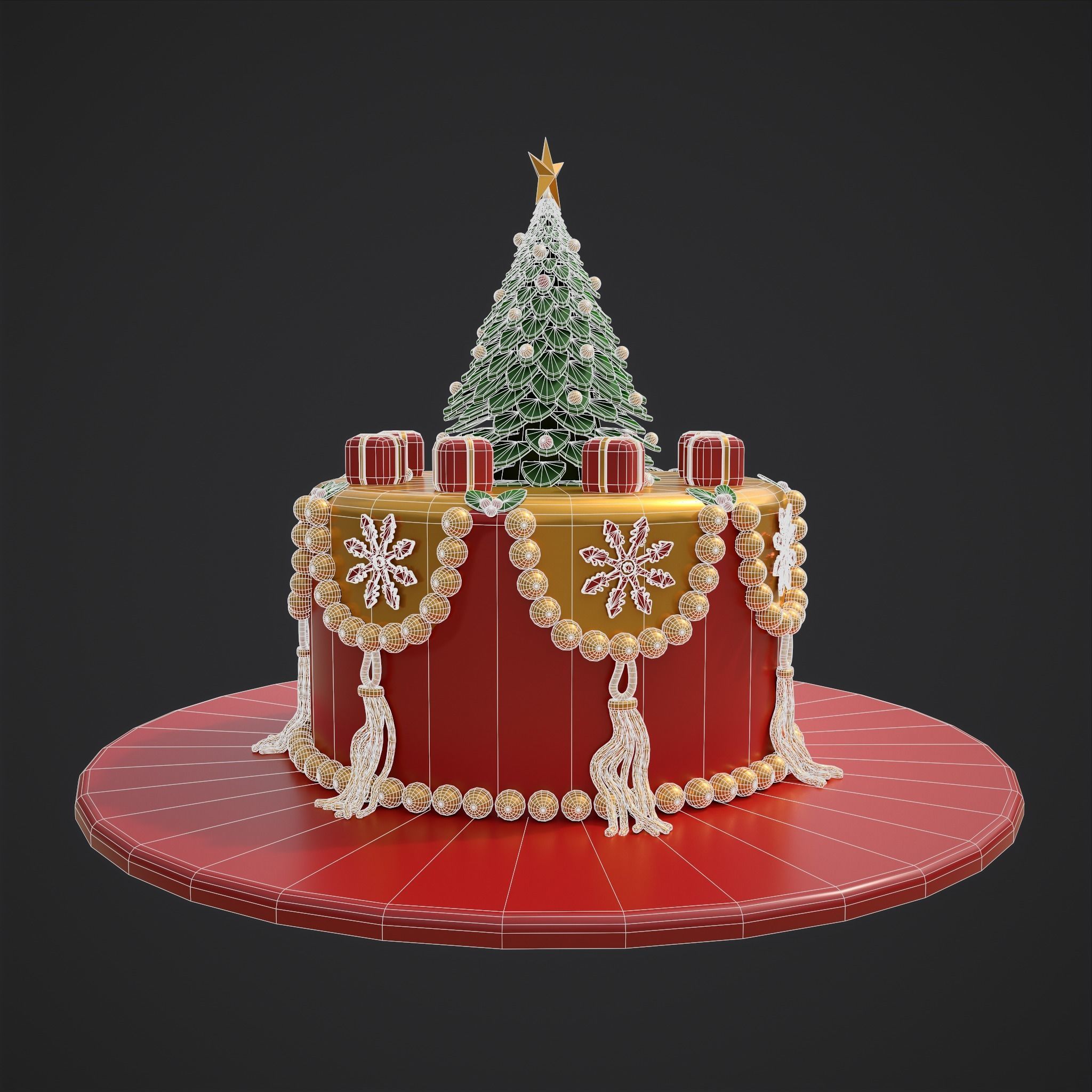 Christmas Tree Cake 3D model_24