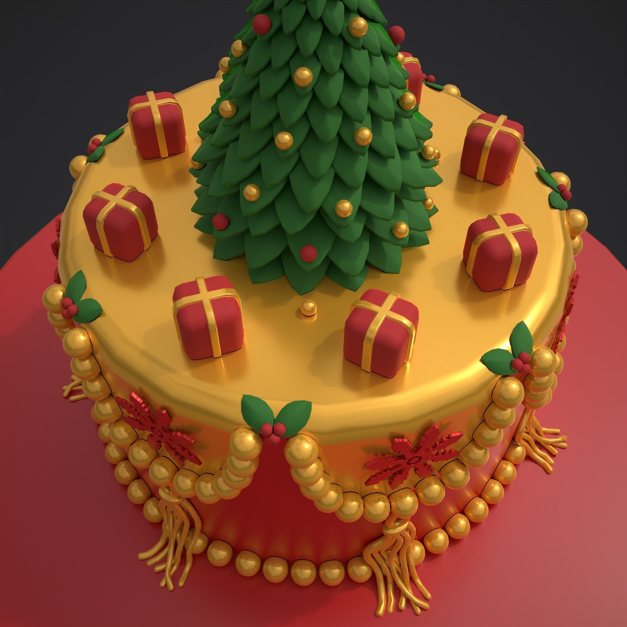 Christmas Tree Cake 3D model_5