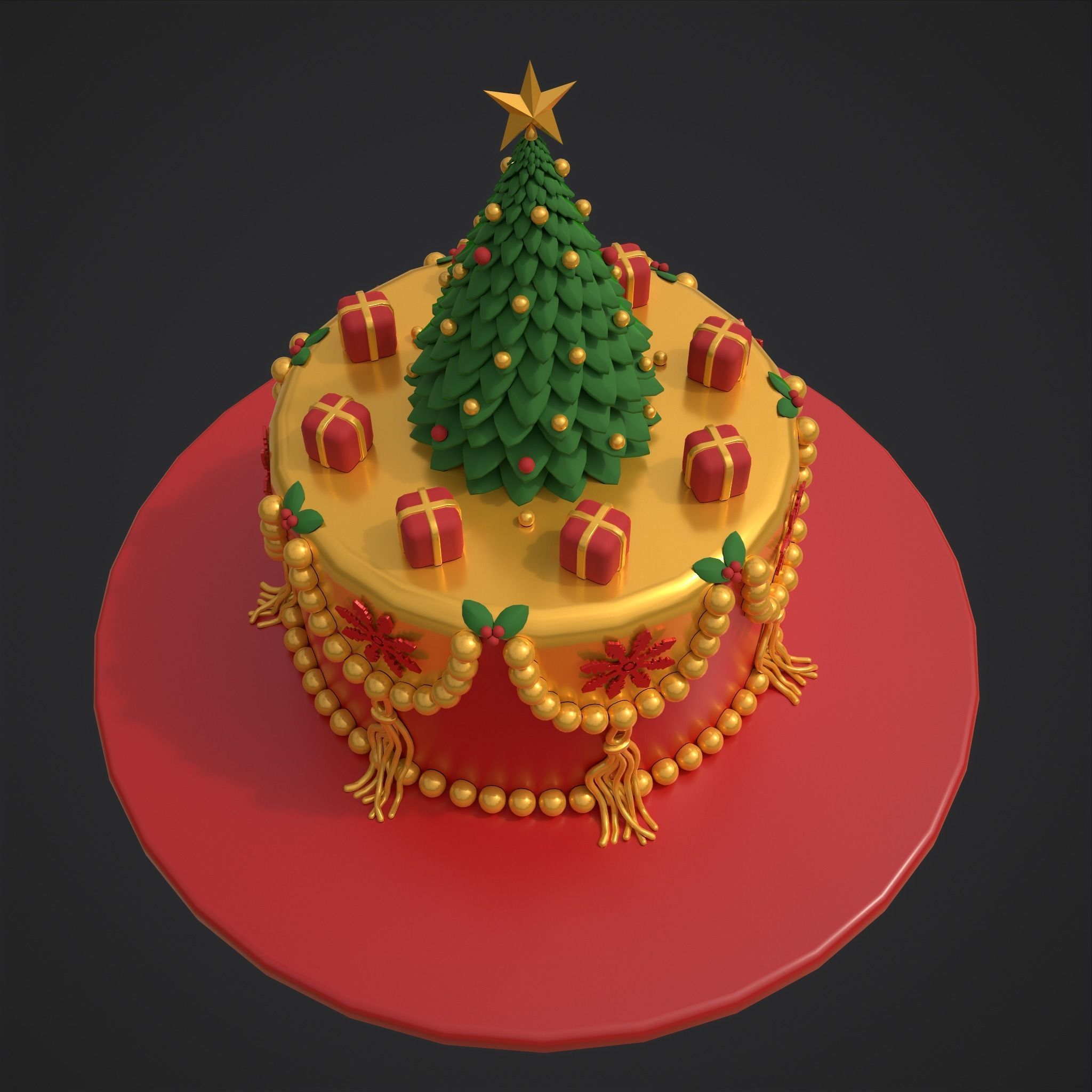 Christmas Tree Cake 3D model_19