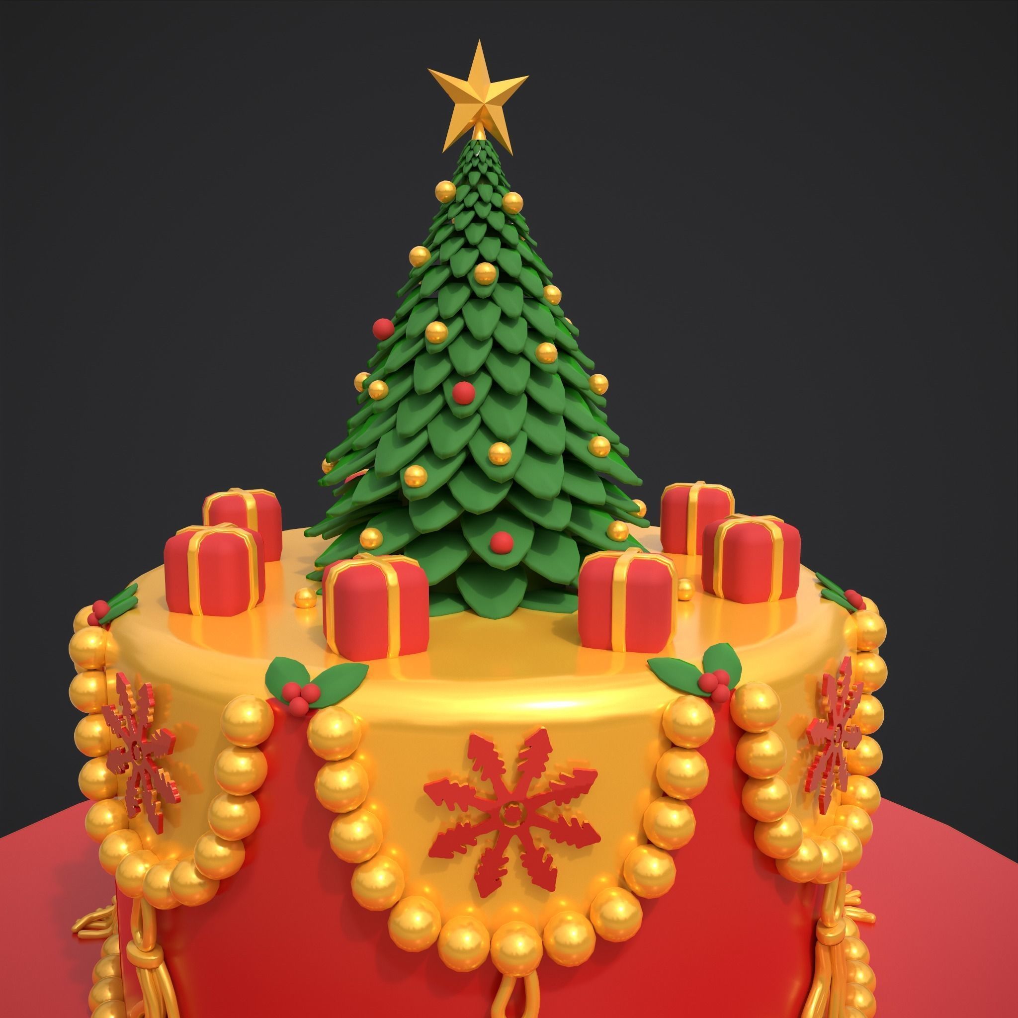 Christmas Tree Cake 3D model_3