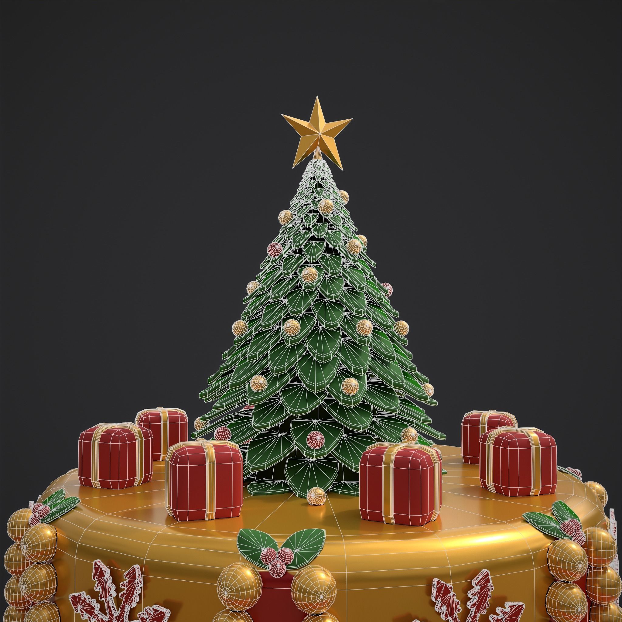 Christmas Tree Cake 3D model_22