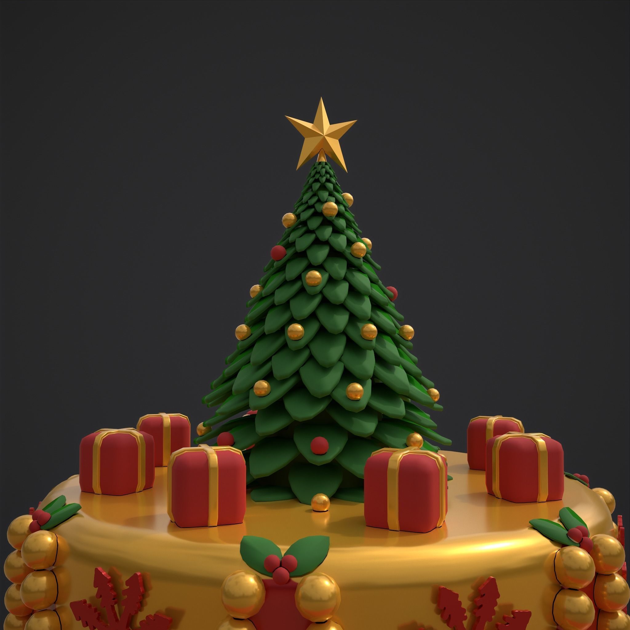 Christmas Tree Cake 3D model_21