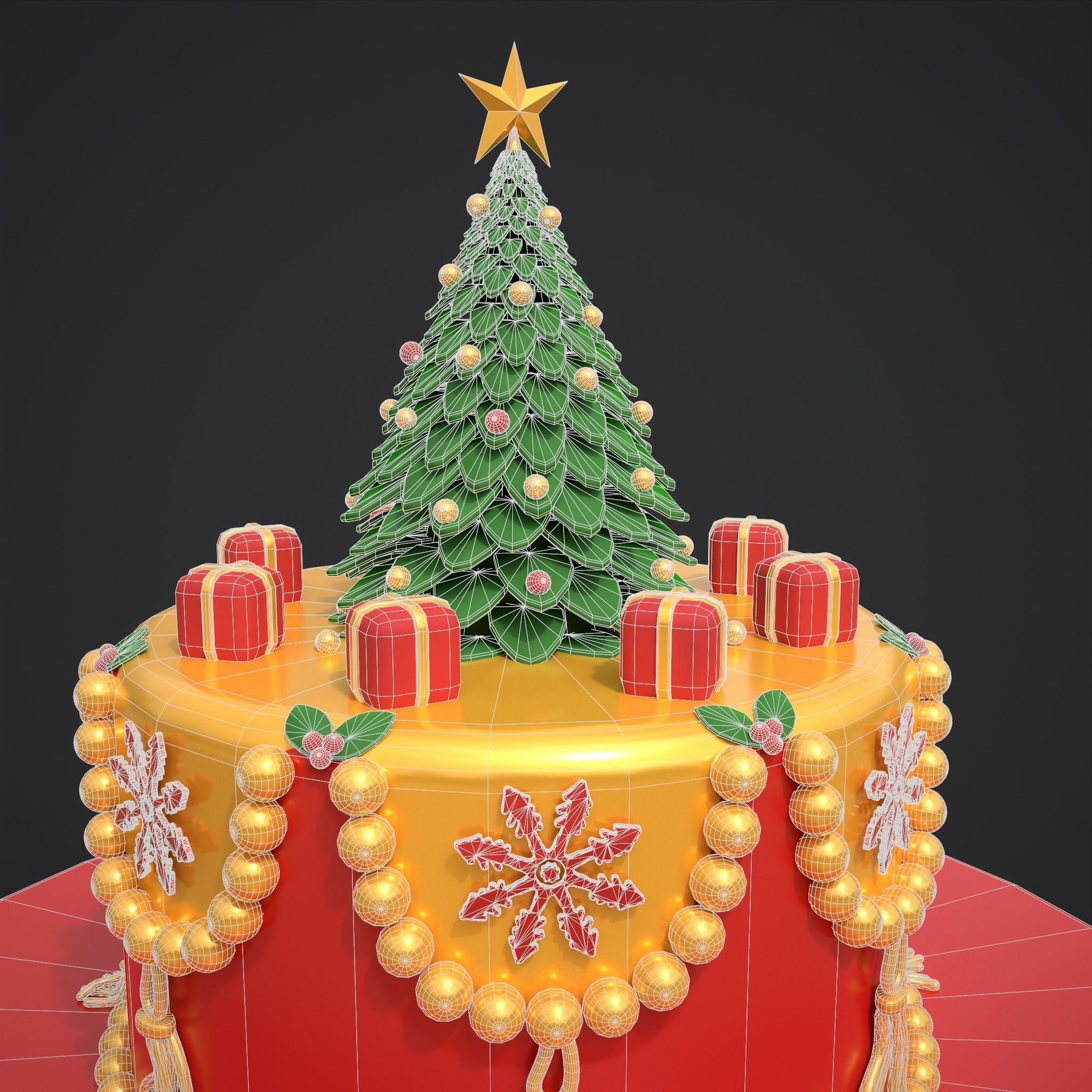 Christmas Tree Cake 3D model_4