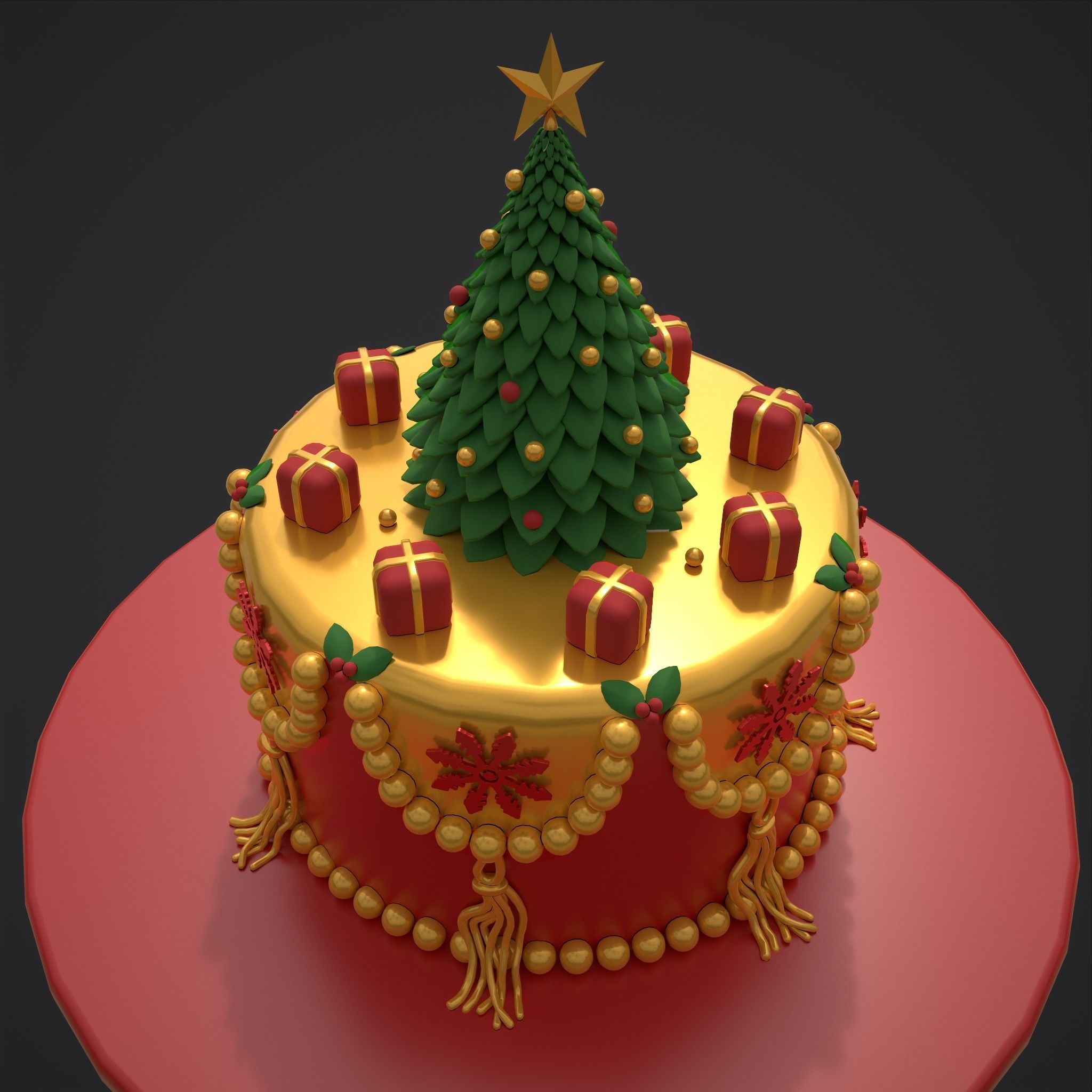 Christmas Tree Cake 3D model_11