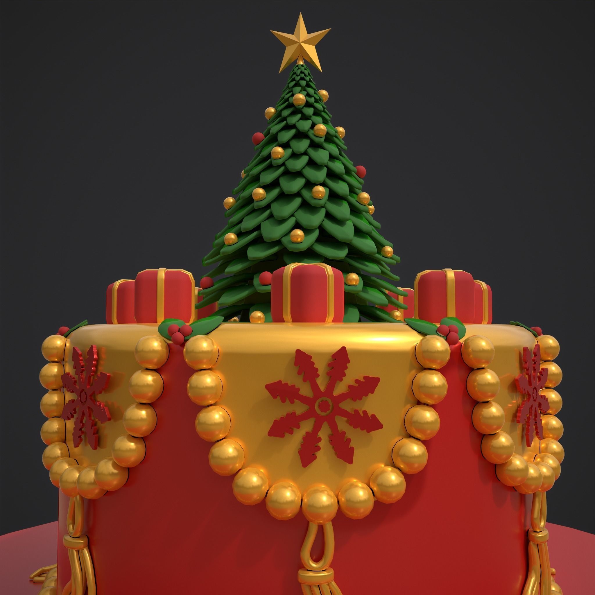 Christmas Tree Cake 3D model_29