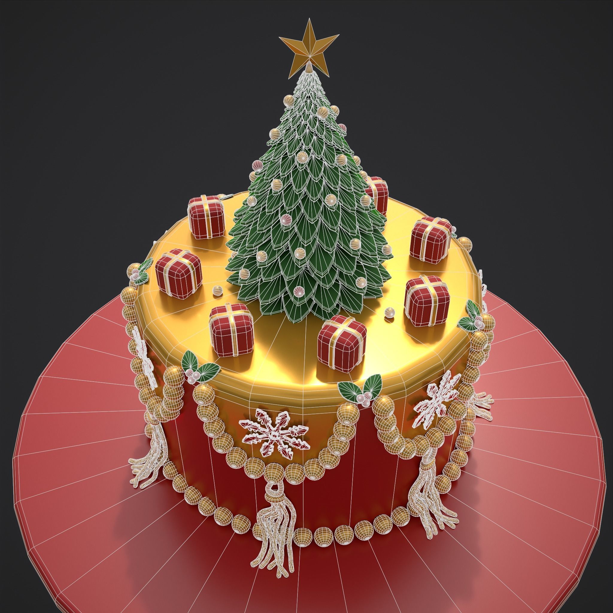 Christmas Tree Cake 3D model_12