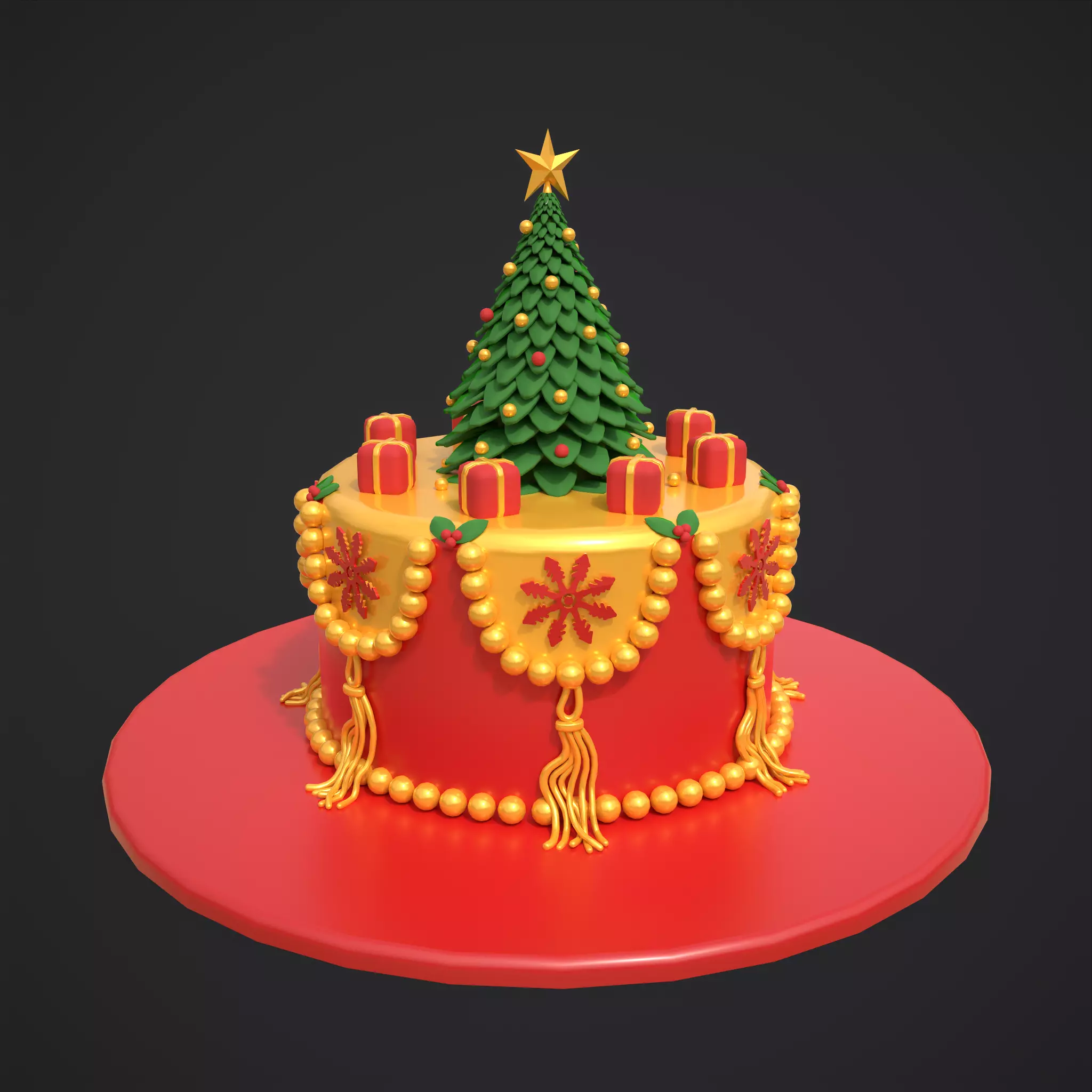 Christmas Tree Cake 3D model_0