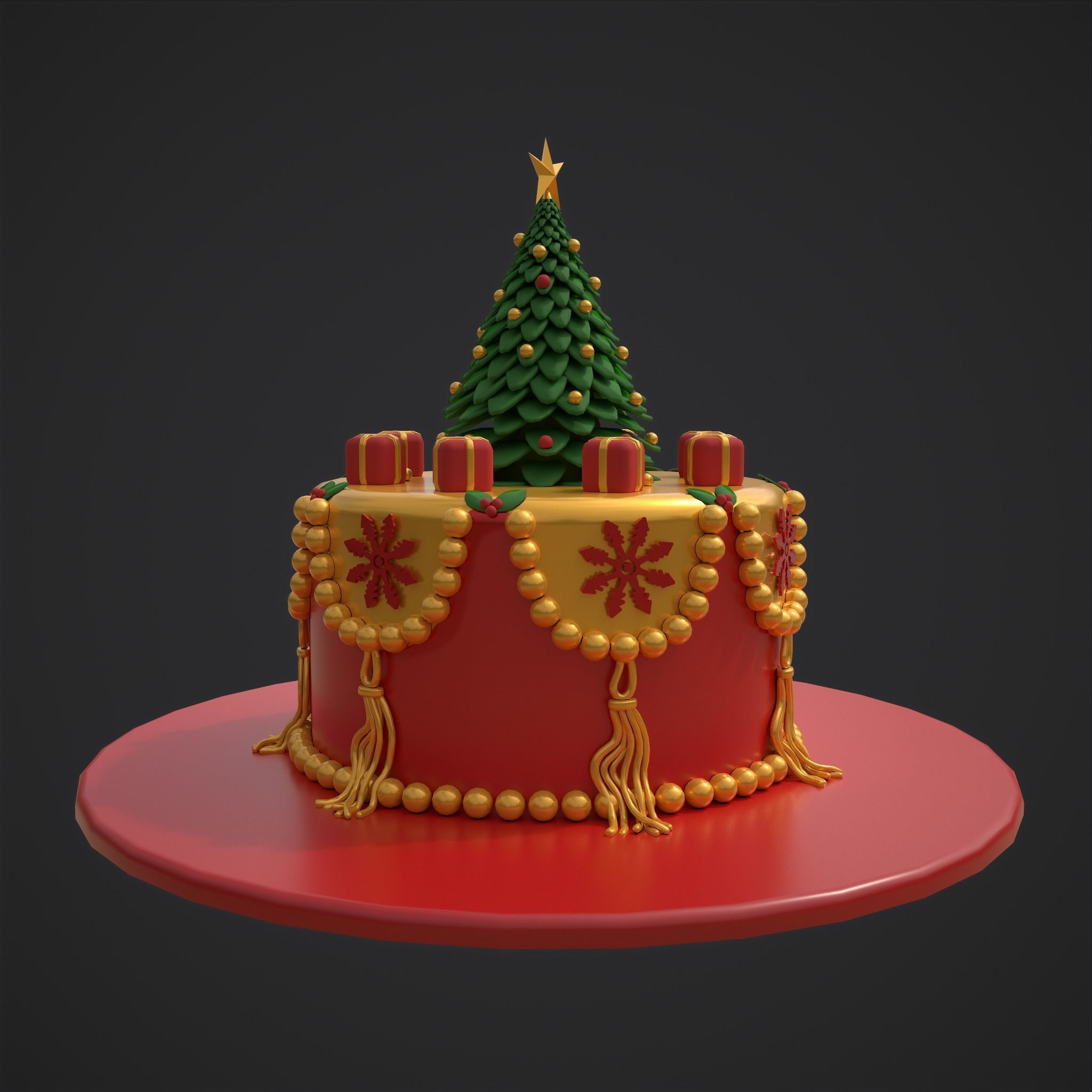 Christmas Tree Cake 3D model_23