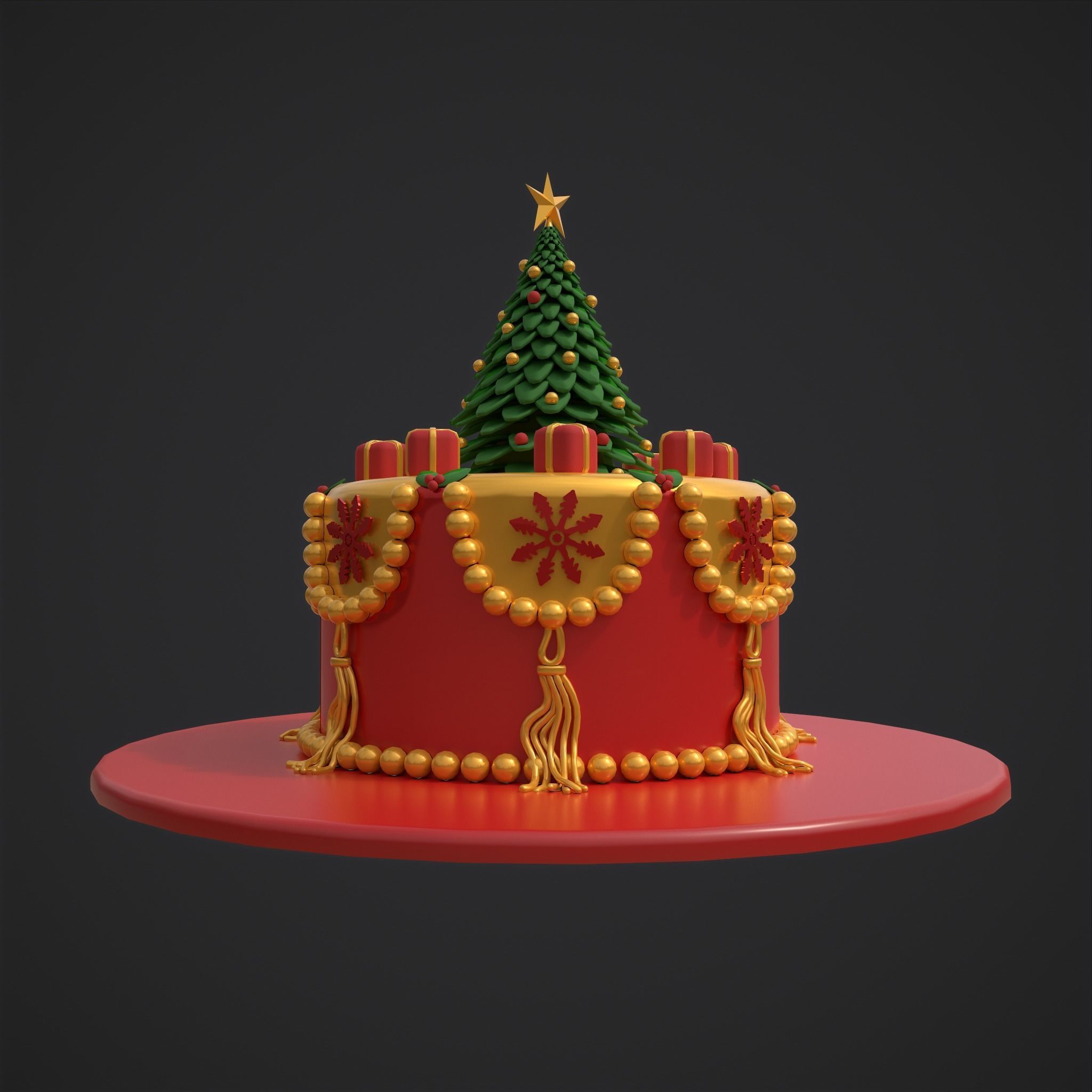 Christmas Tree Cake 3D model_15