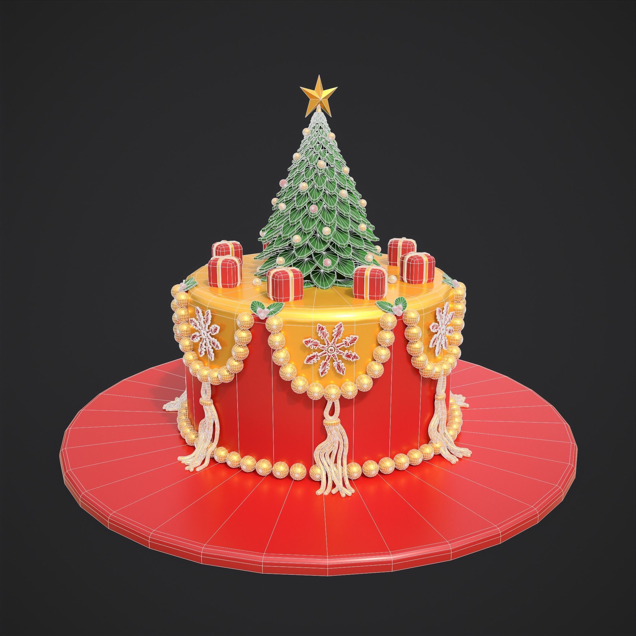 Christmas Tree Cake 3D model_32
